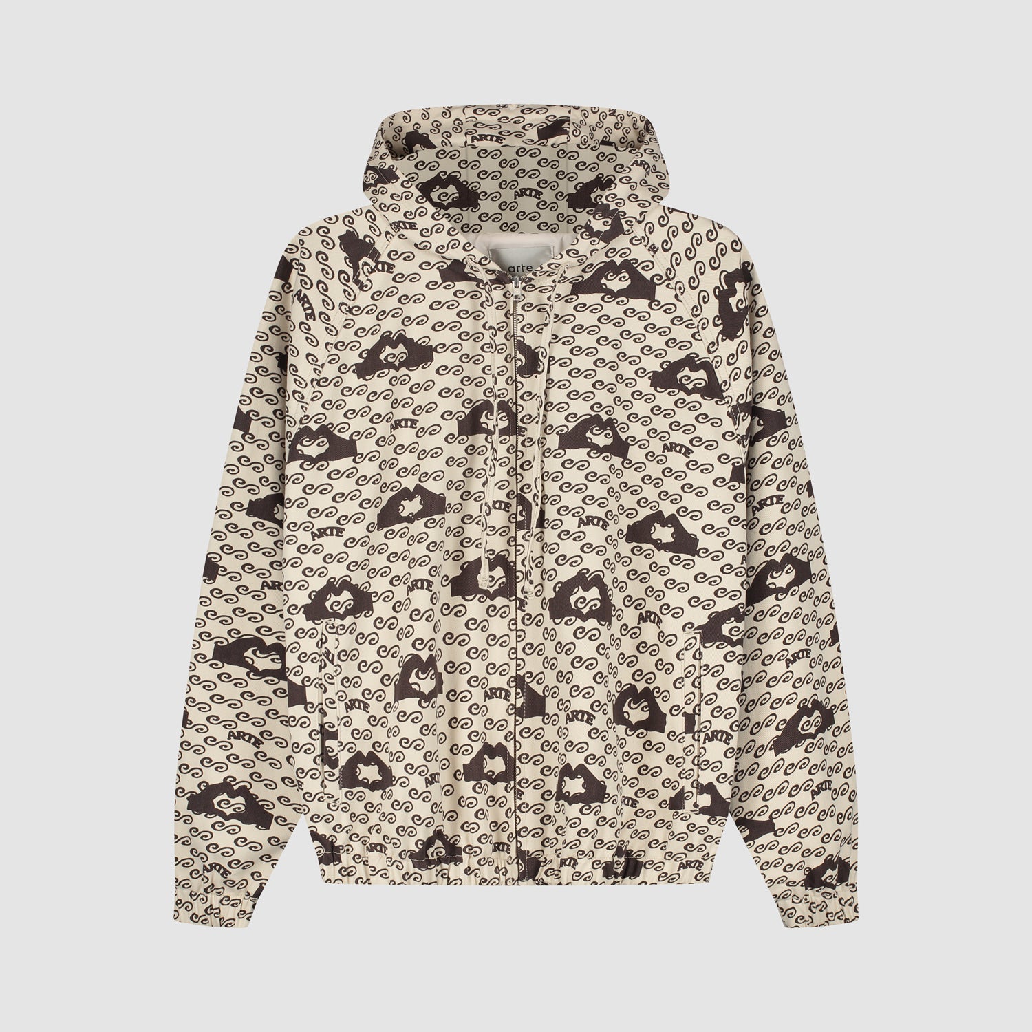 Veste imprimée en forme de cœur - crème/marron