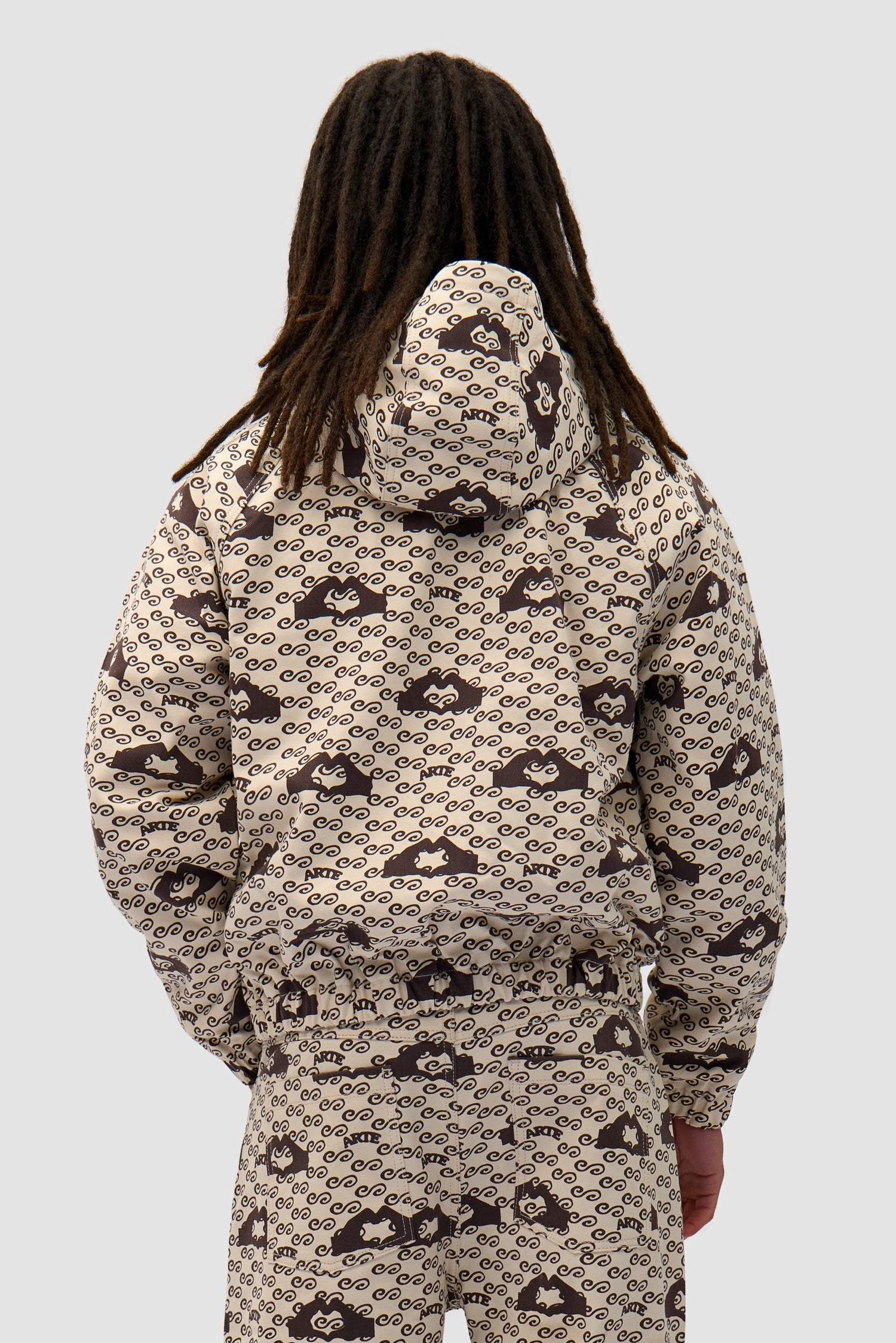 Veste imprimée en forme de cœur - crème/marron