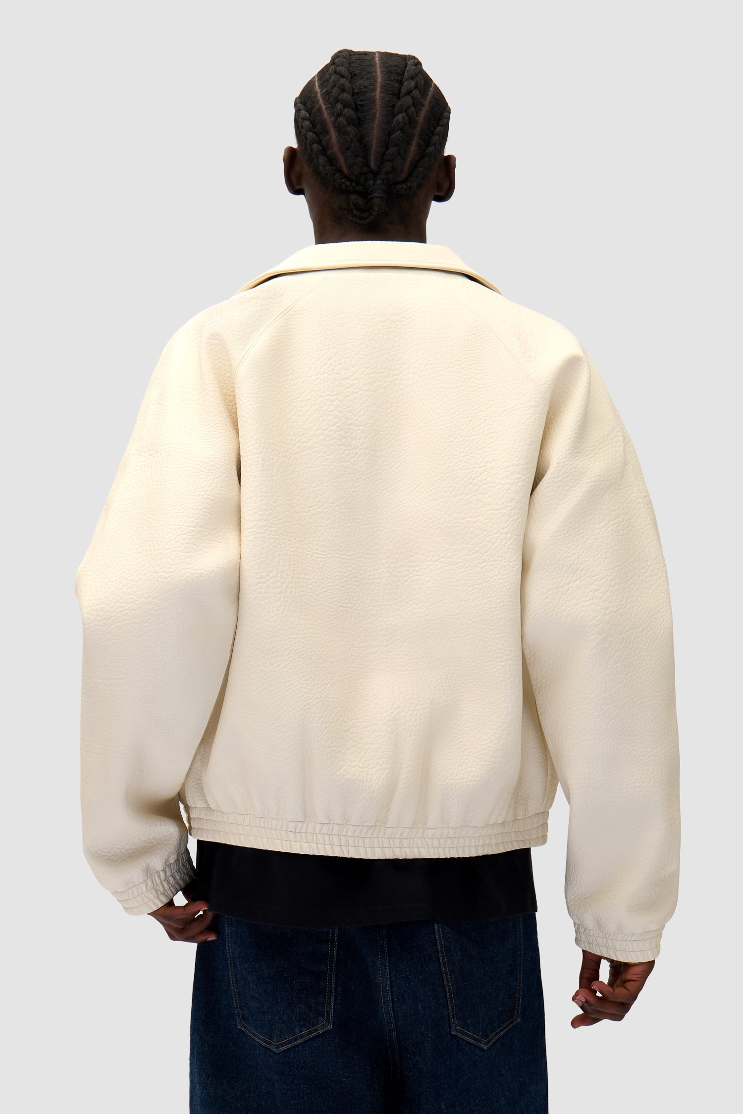 Veste en cuir à gros logo - Crème