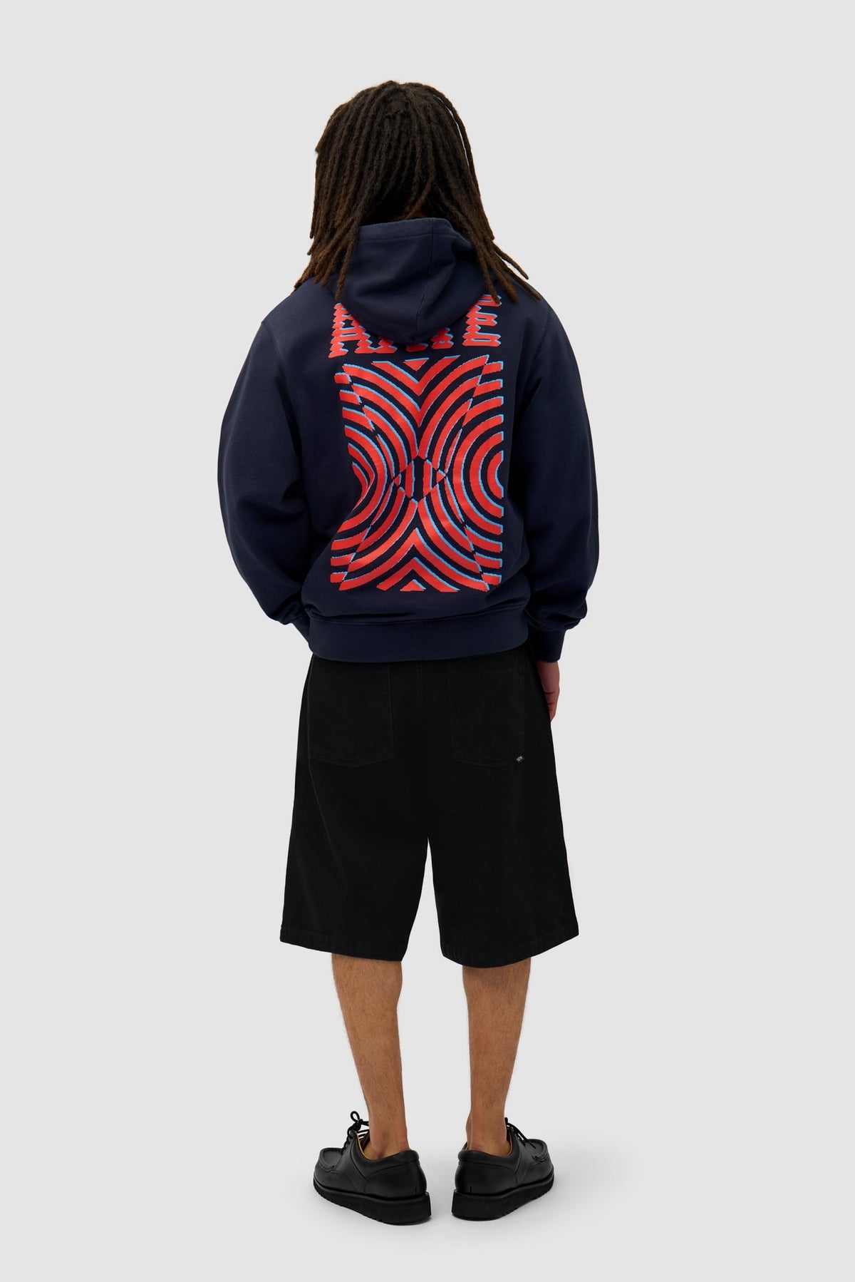 Sweat à capuche avec impression murale dans le dos - Navy