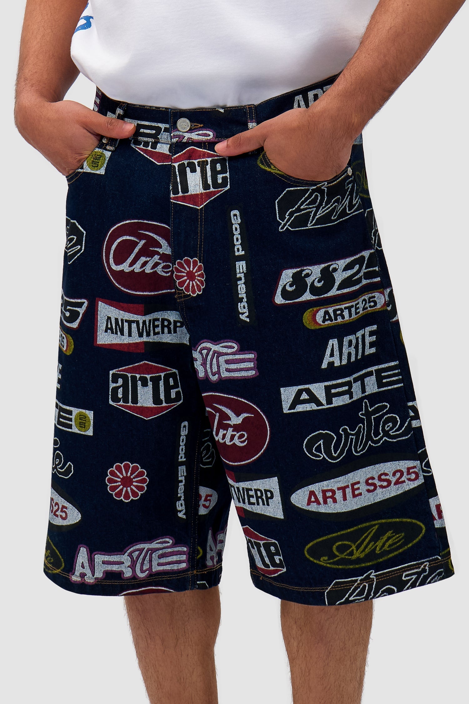 Short à imprimé allover - Denim foncé