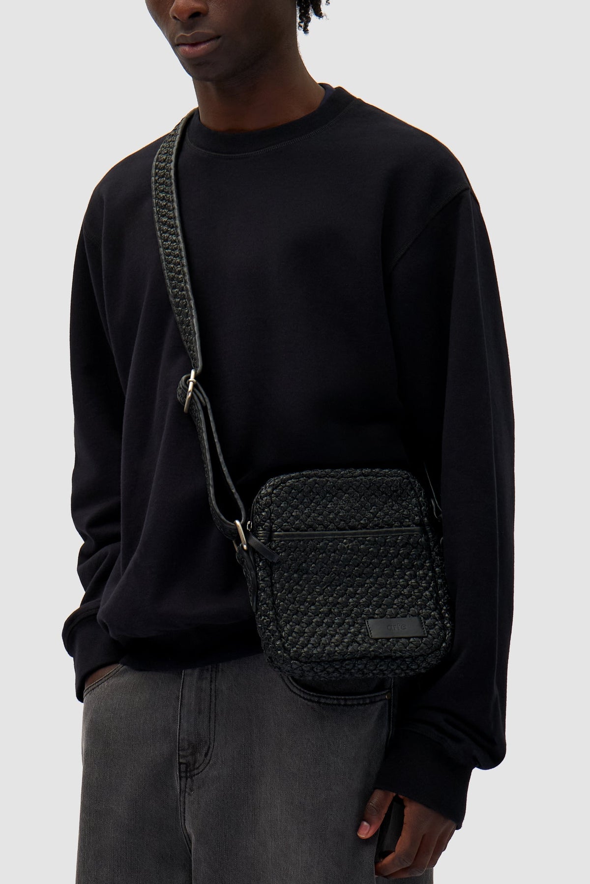 Petit sac en cuir tressé - Noir