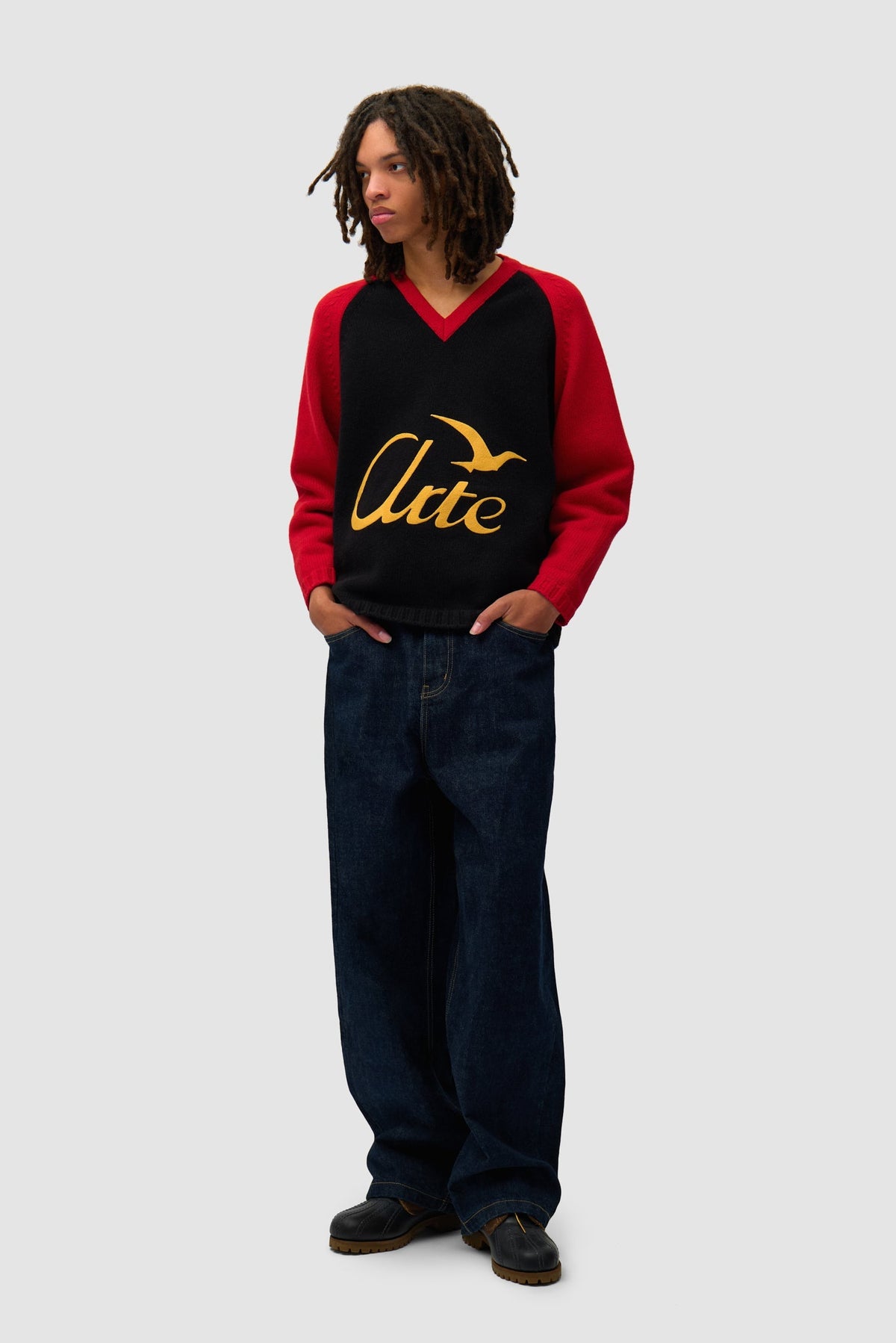 Manches longues en tricot - Noir/Rouge