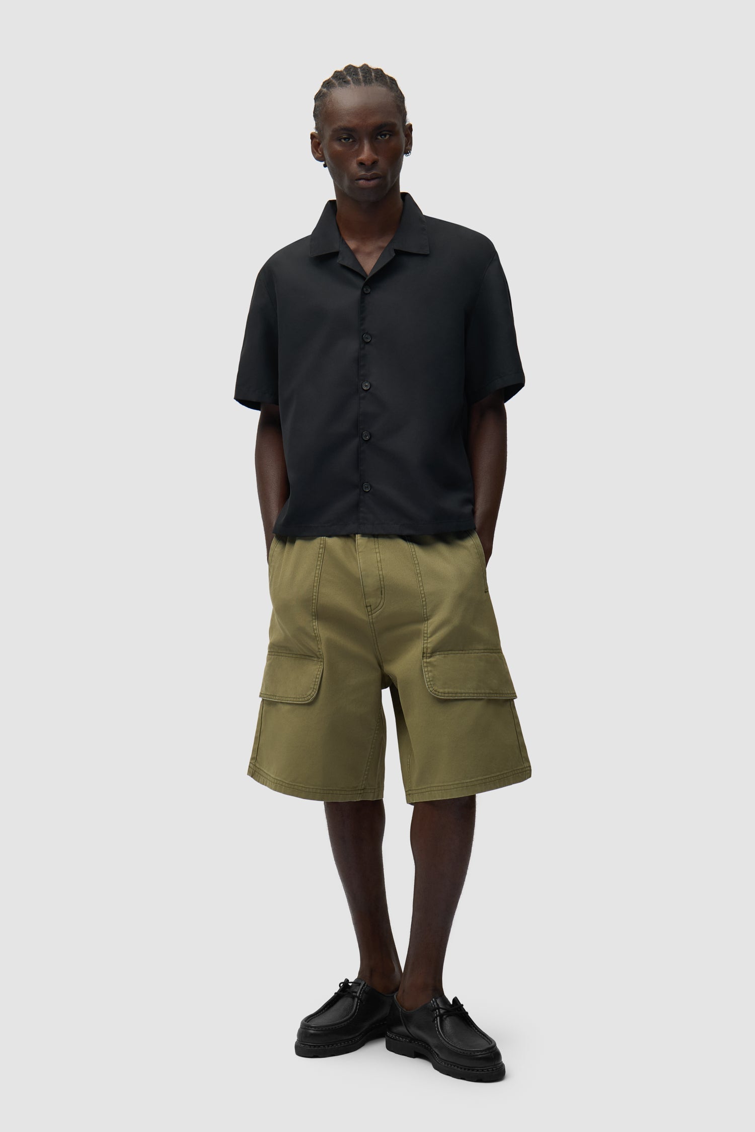 Chemise en lin et nylon - Noir