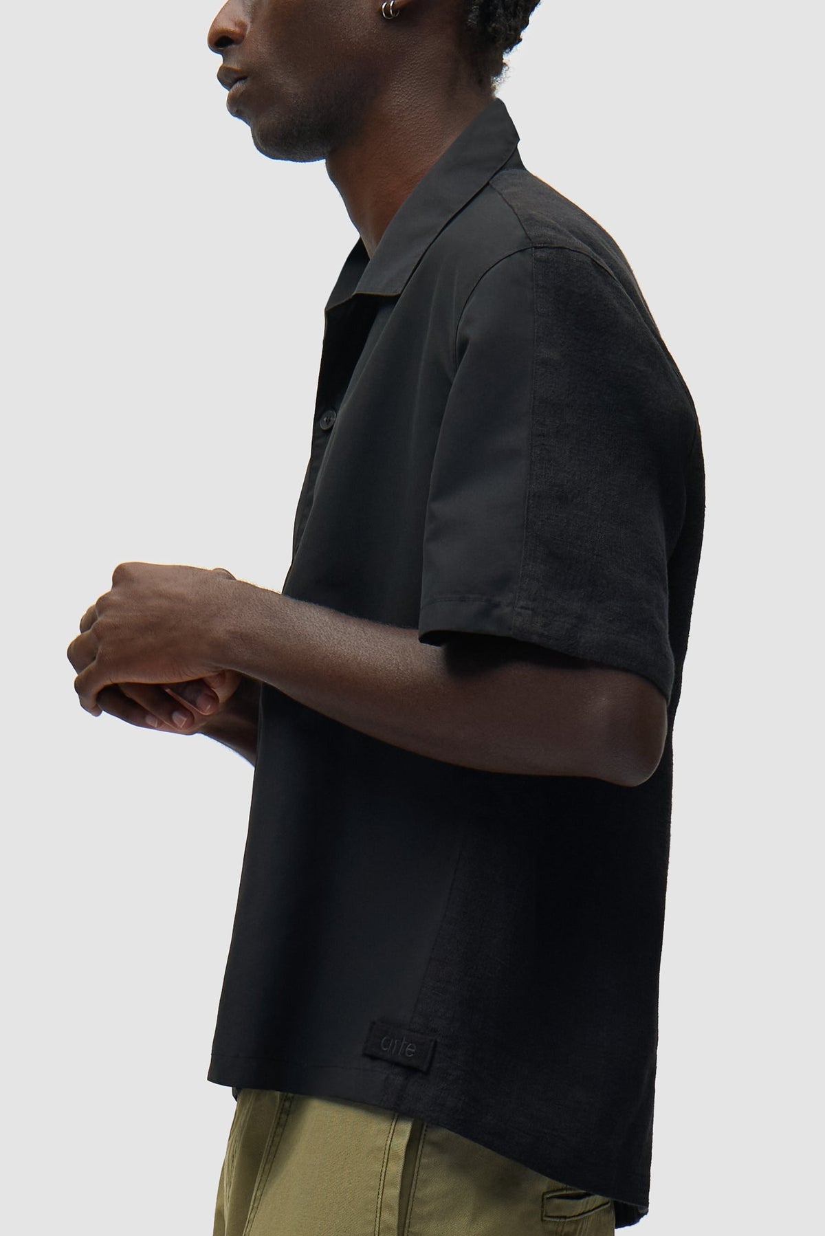 Chemise en lin et nylon - Noir