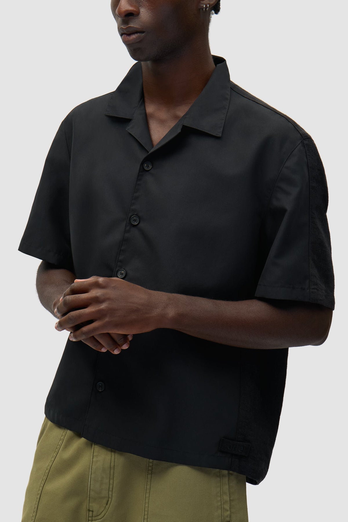 Chemise en lin et nylon - Noir