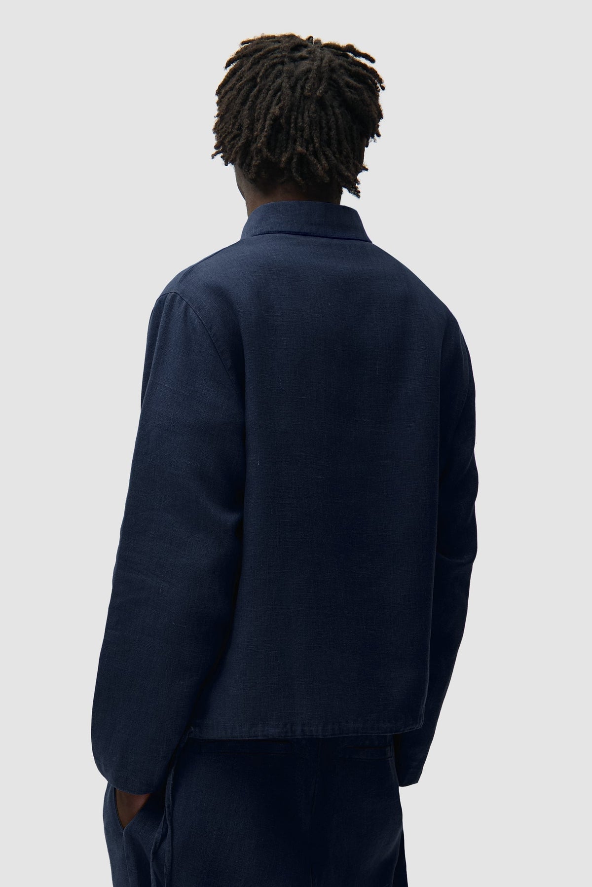 Pull à fermeture éclair quart de longueur en lin - Bleu marine