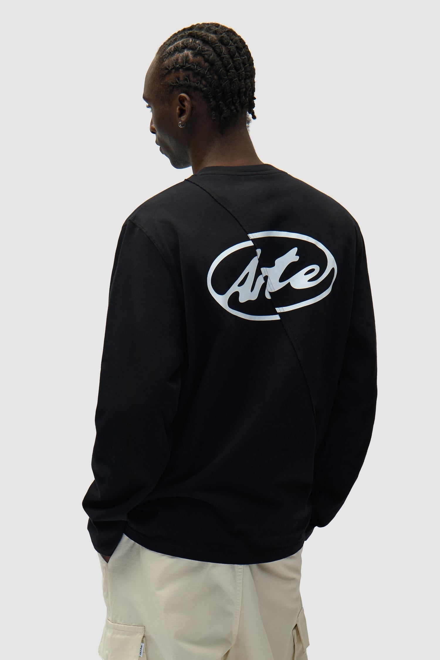 T-shirt à manches longues avec logo cercle dans le dos - Noir
