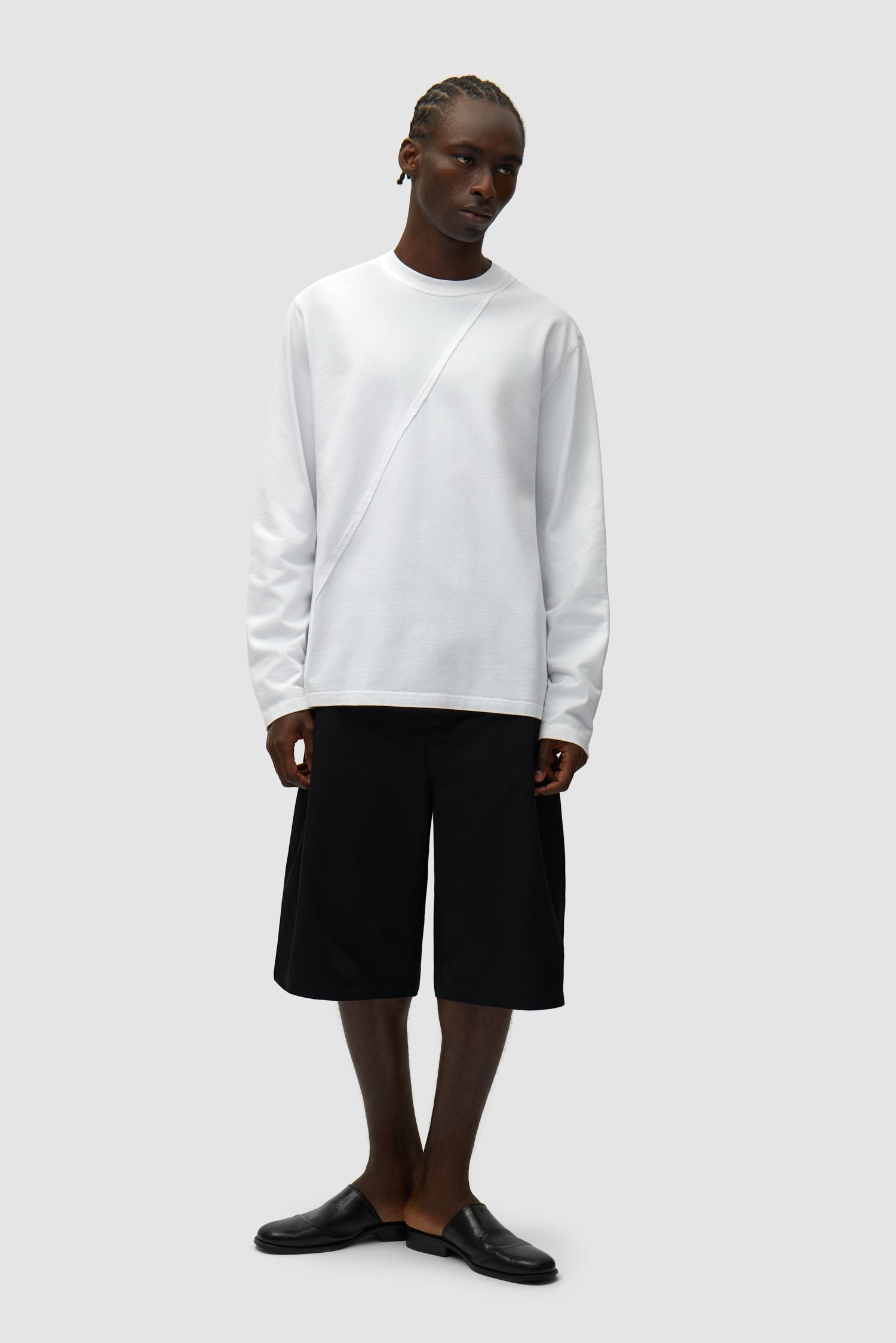 T-shirt à manches longues avec logo cercle dans le dos - Blanc
