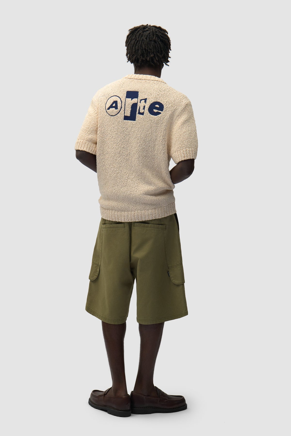T-shirt en maille avec motif graphique au dos - Crème