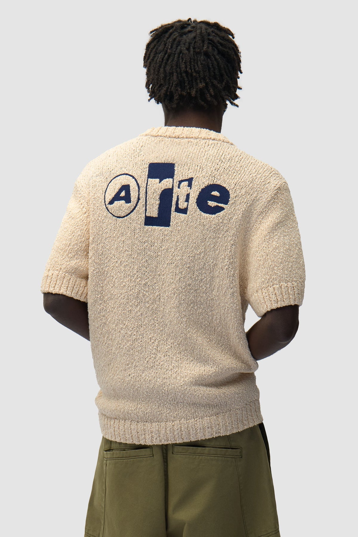 T-shirt en maille avec motif graphique au dos - Crème