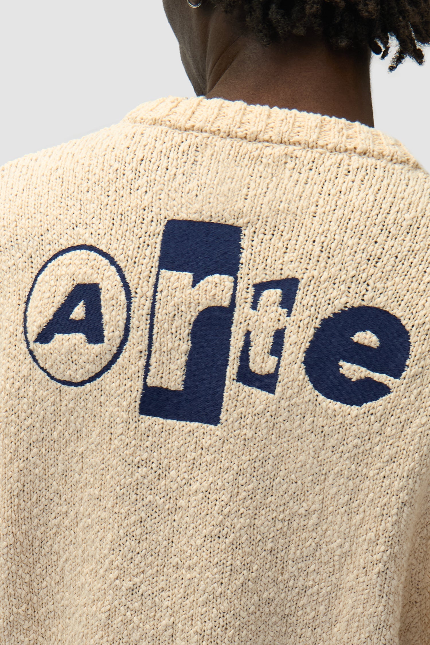T-shirt en maille avec motif graphique au dos - Crème