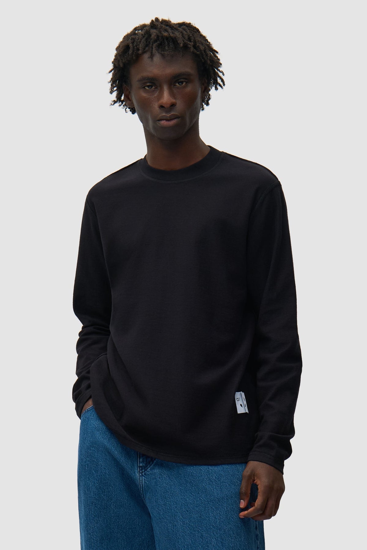 T-shirt à manches longues avec étiquette réversible - Noir