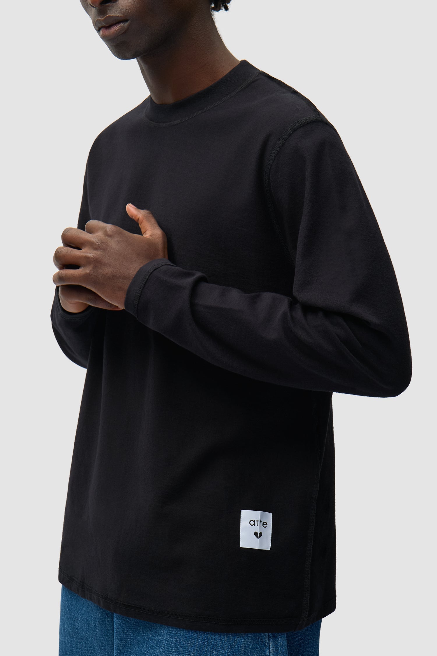 T-shirt à manches longues avec étiquette réversible - Noir