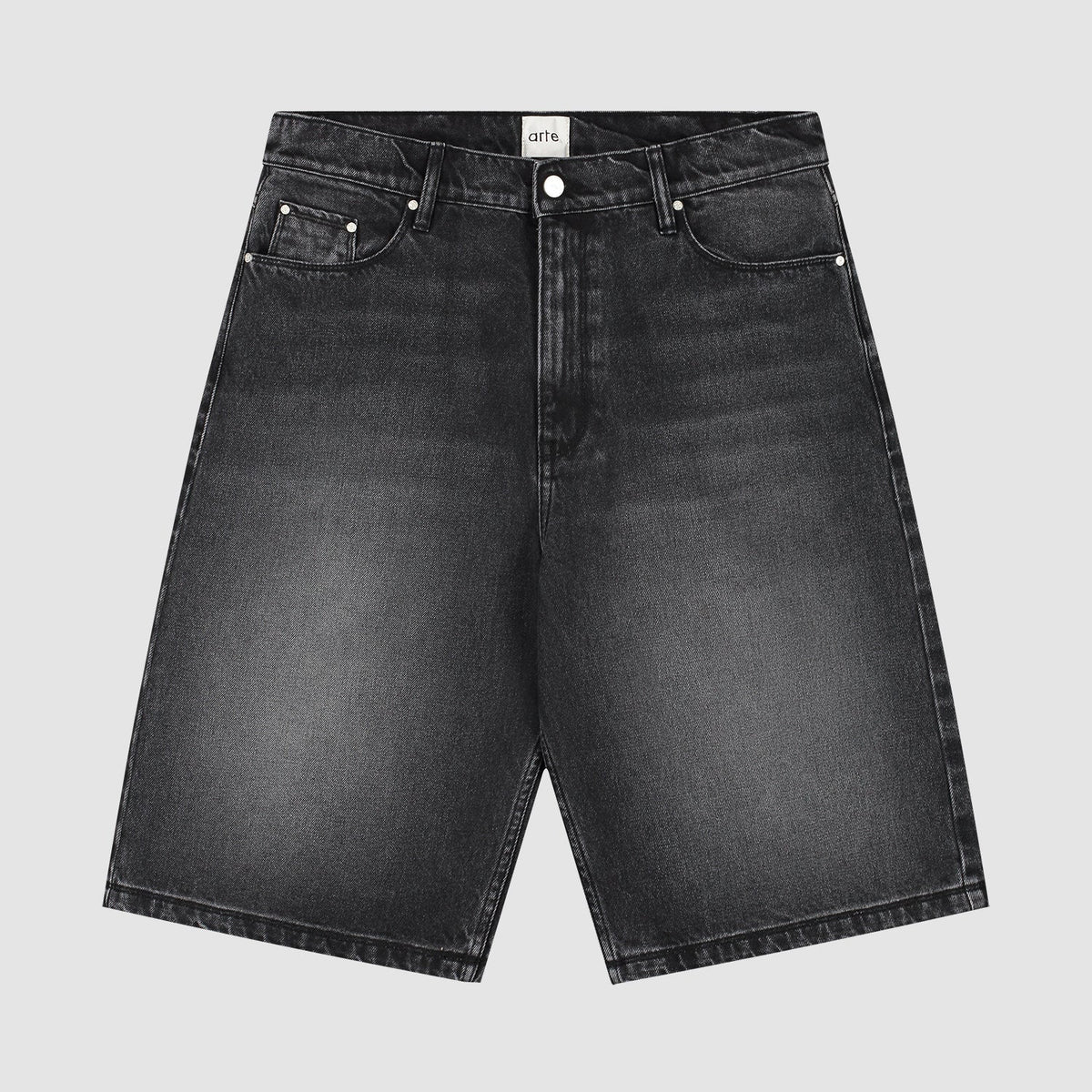 Short en denim à poches rondes - Noir délavé