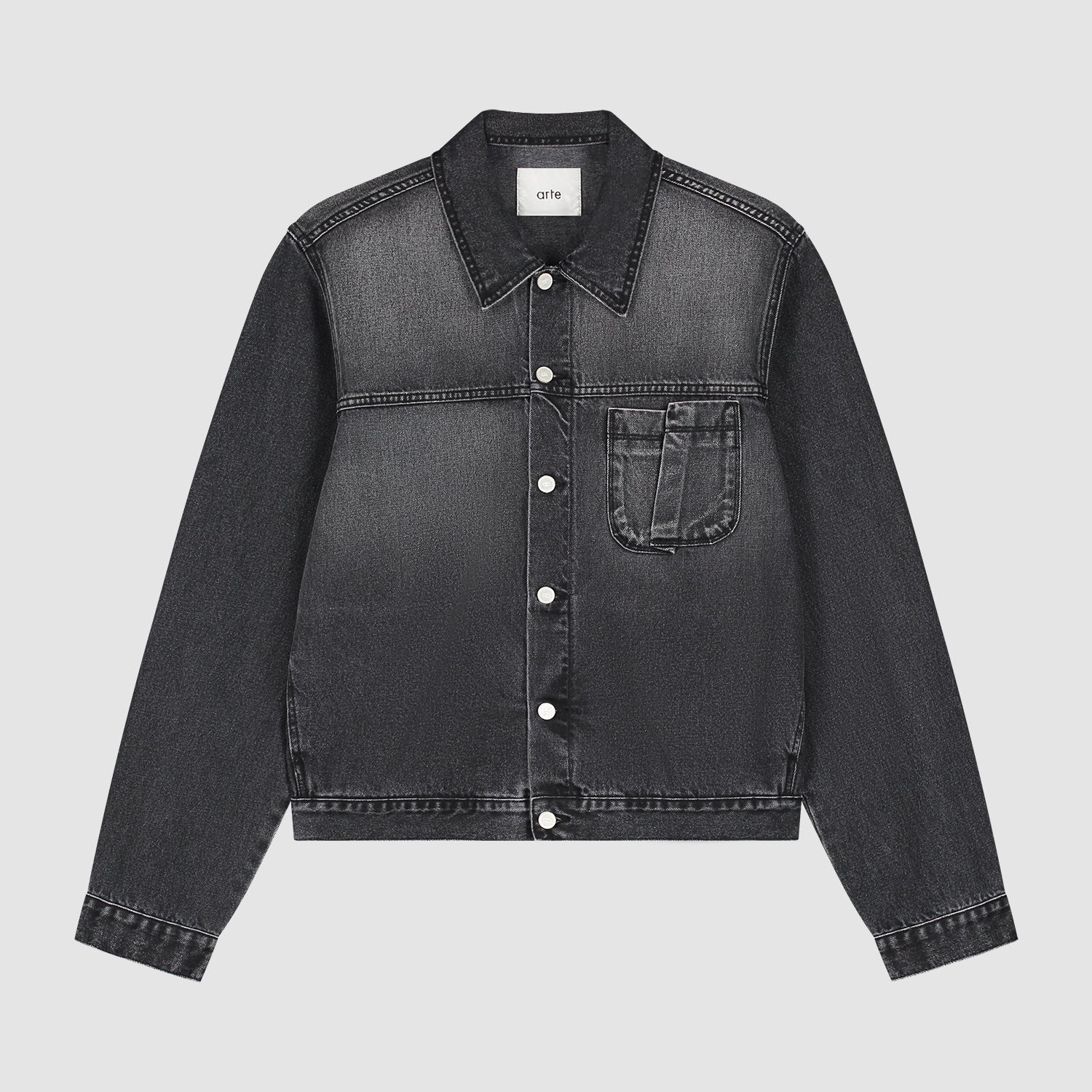 Veste en jean à poches plissées - Noir délavé