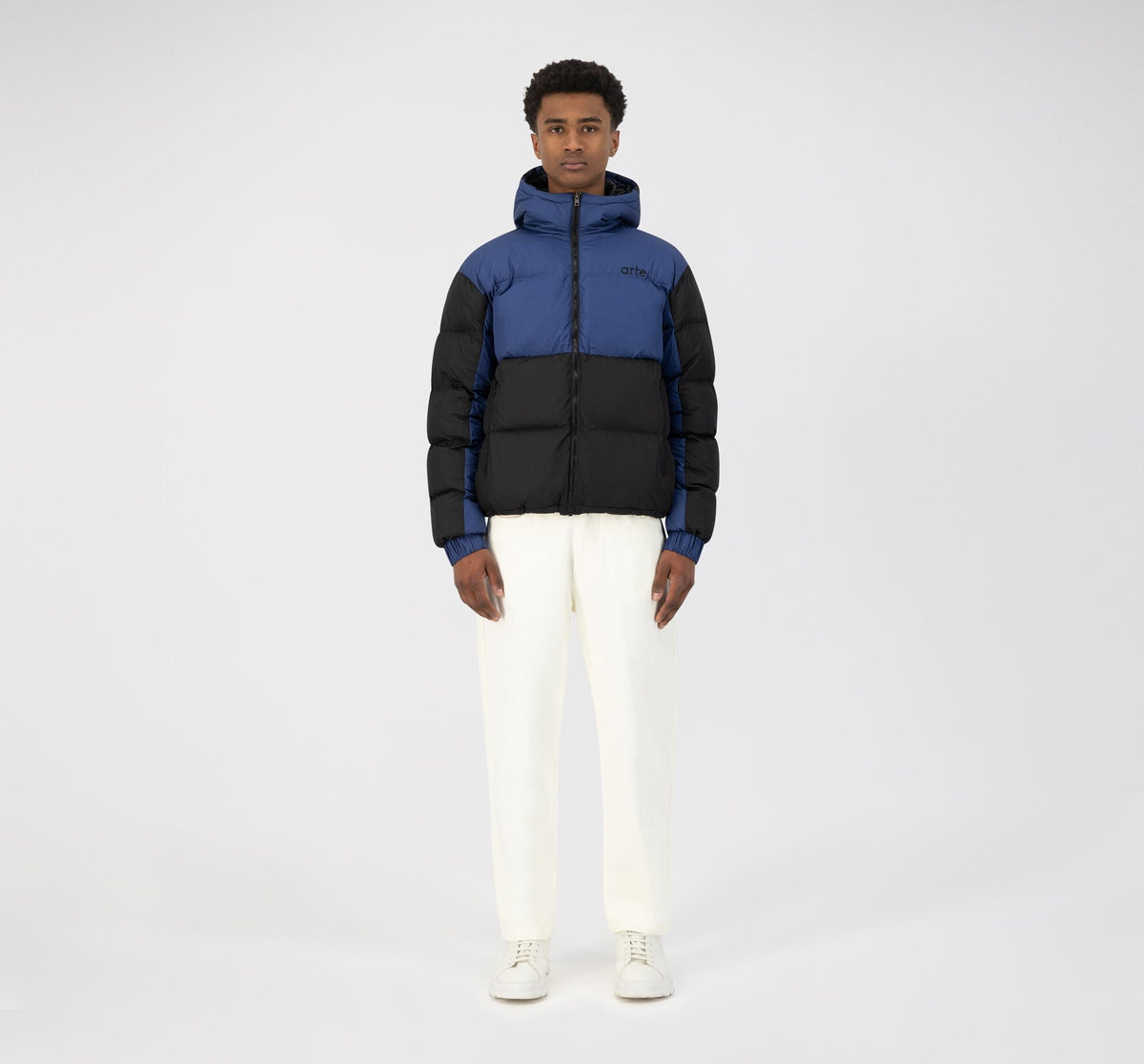 Joey Double Puffer Jacket - Bleu/Noir