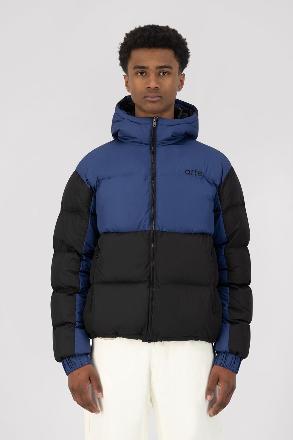 Joey Double Puffer Jacket - Bleu/Noir