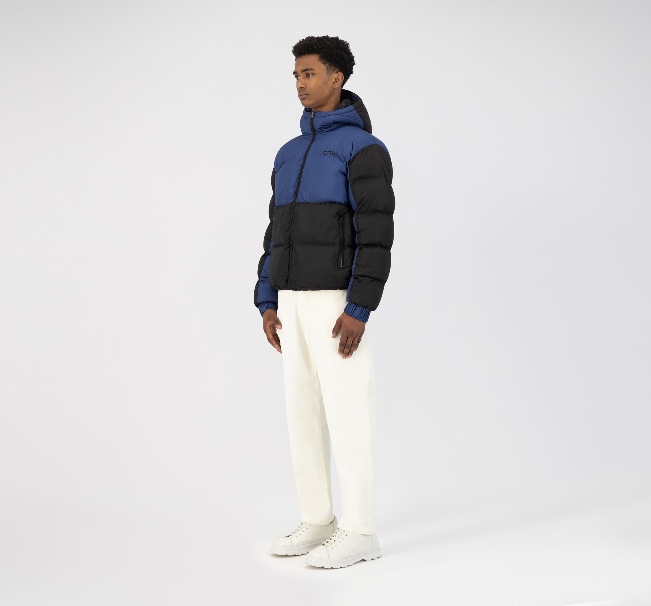 Joey Double Puffer Jacket - Bleu/Noir