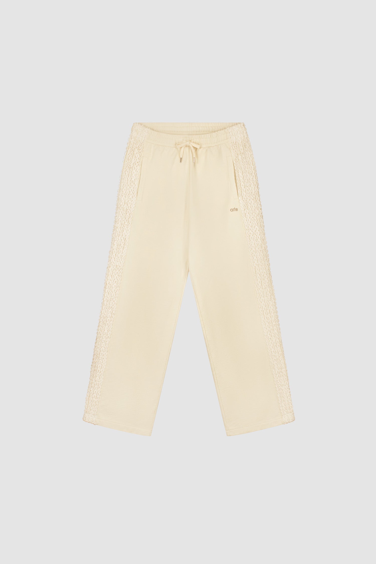 Pantalon à bandes fleuries - Crème