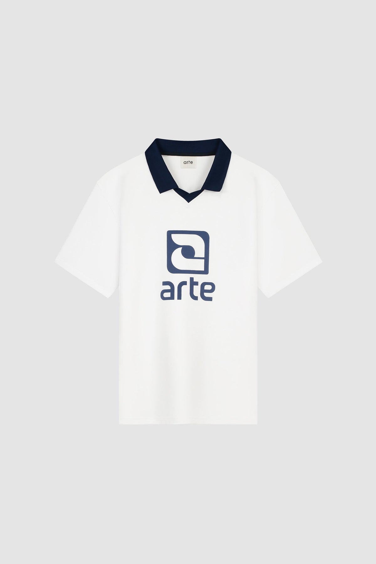 T-shirt avec col à logo - Blanc/Marine