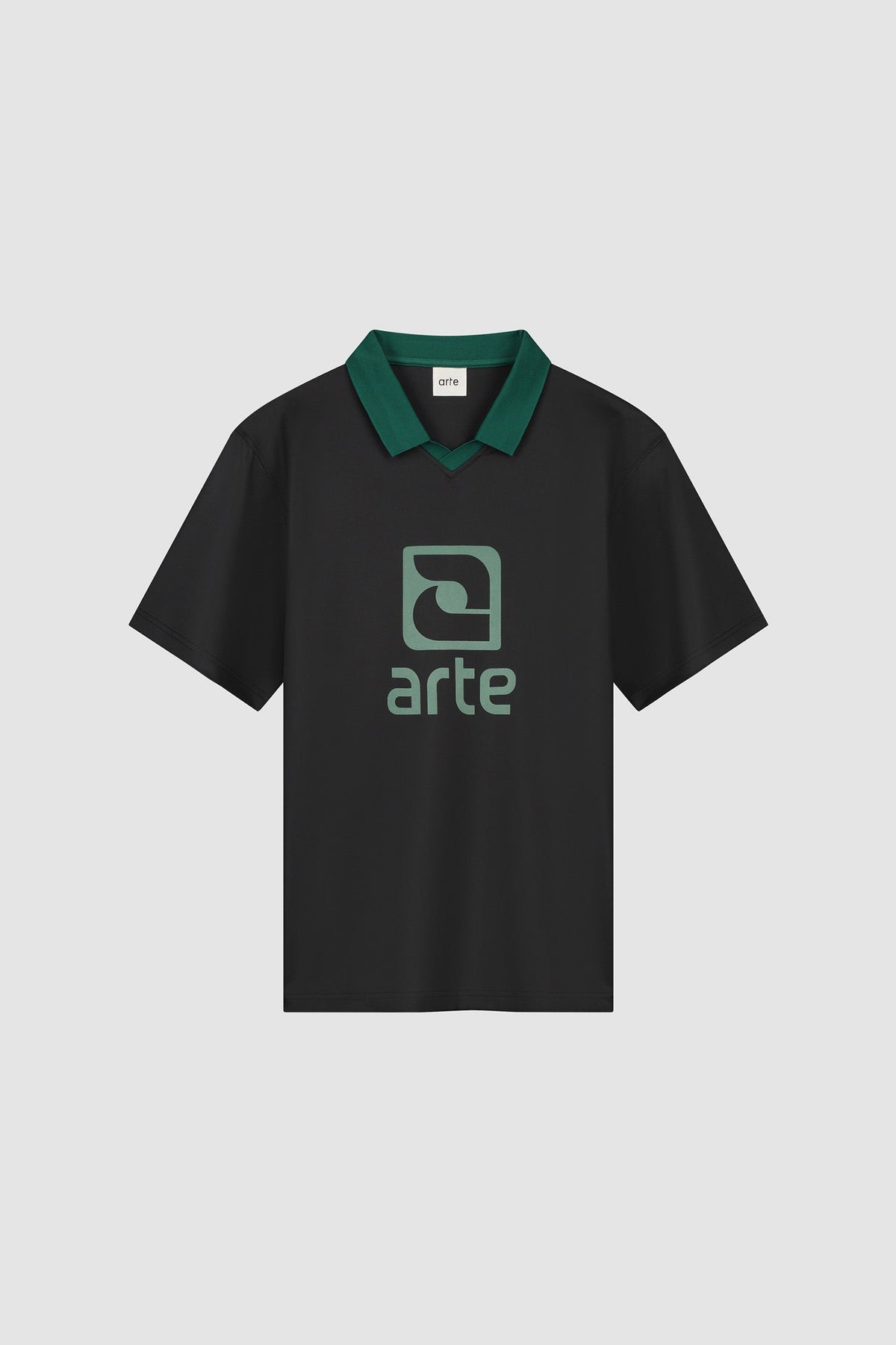 T-shirt avec col à logo - noir/vert