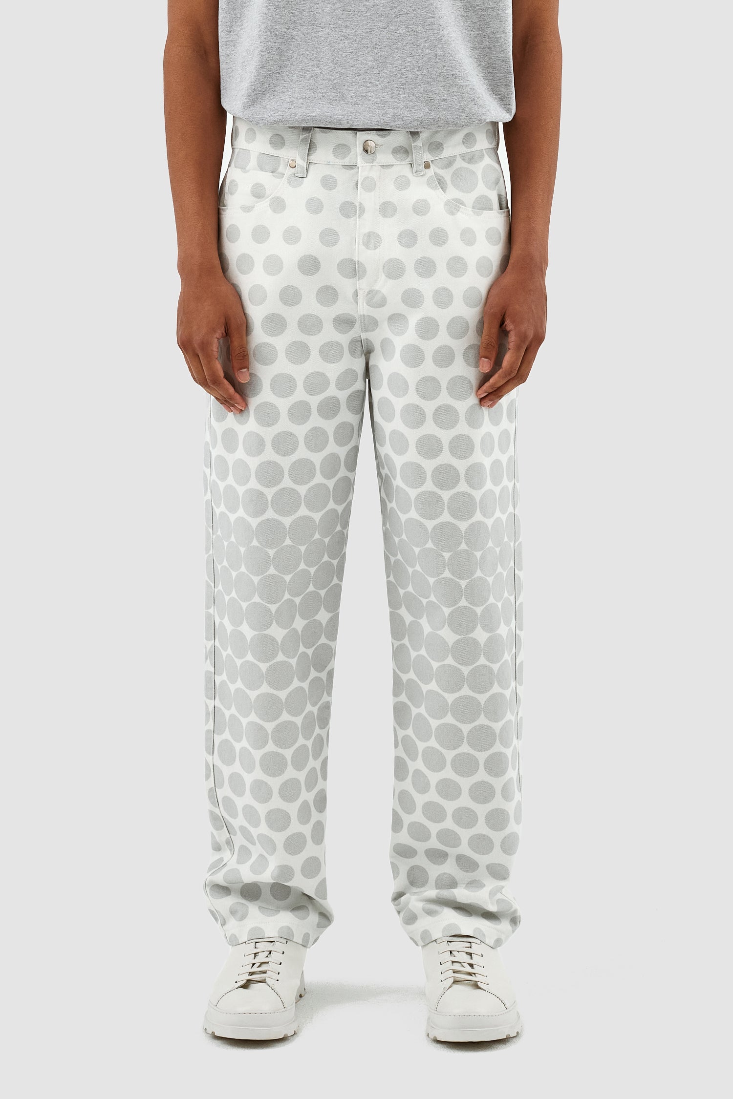 Pantalon à pois Paul - Crème/Gris clair