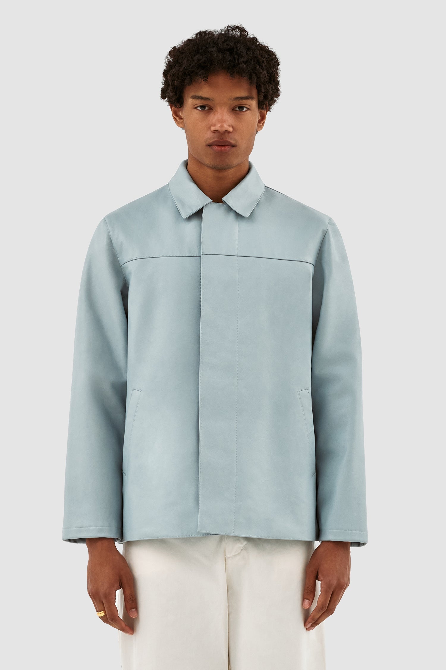 John Leather Jacket - Bleu clair