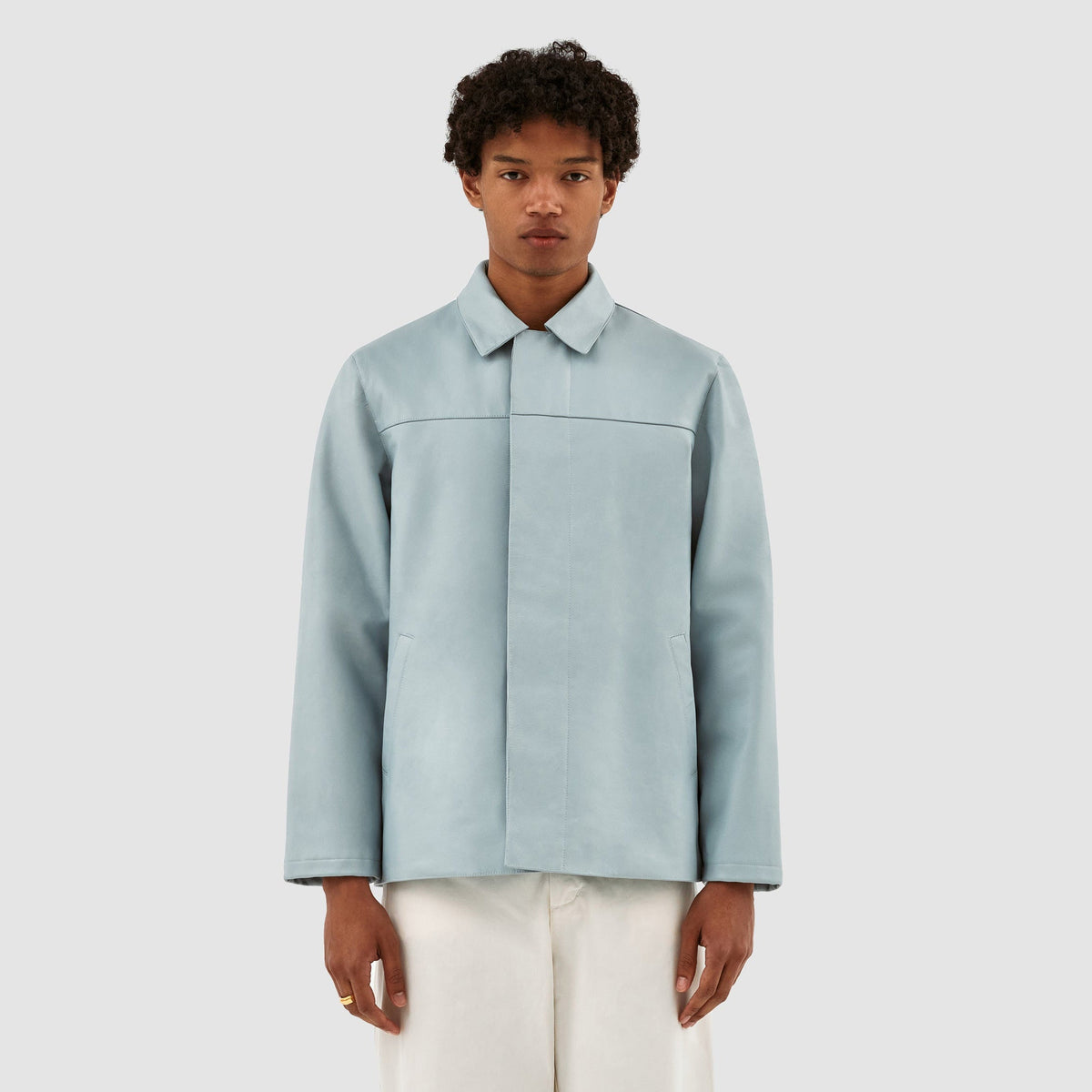 John Leather Jacket - Bleu clair