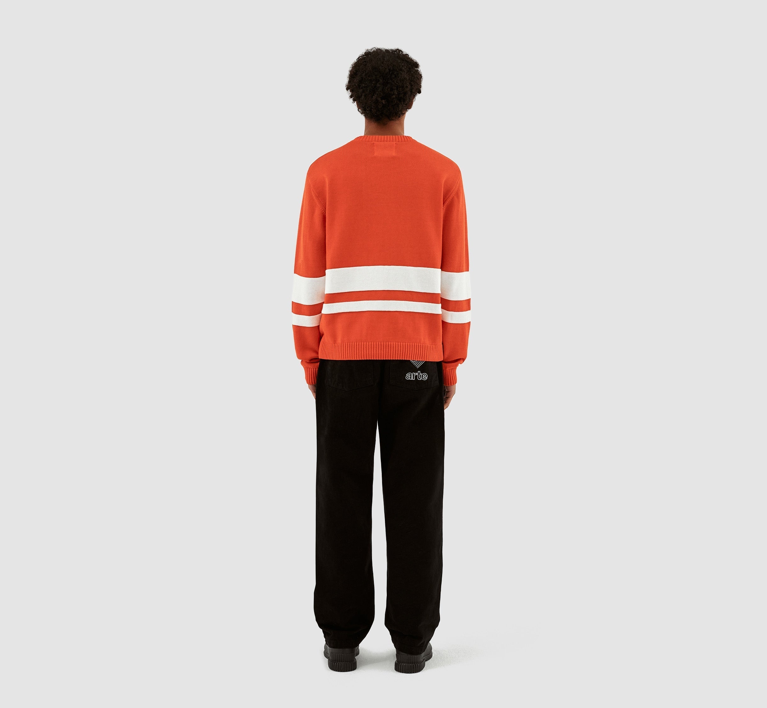 Pull en tricot rayé - Rouge/Blanc