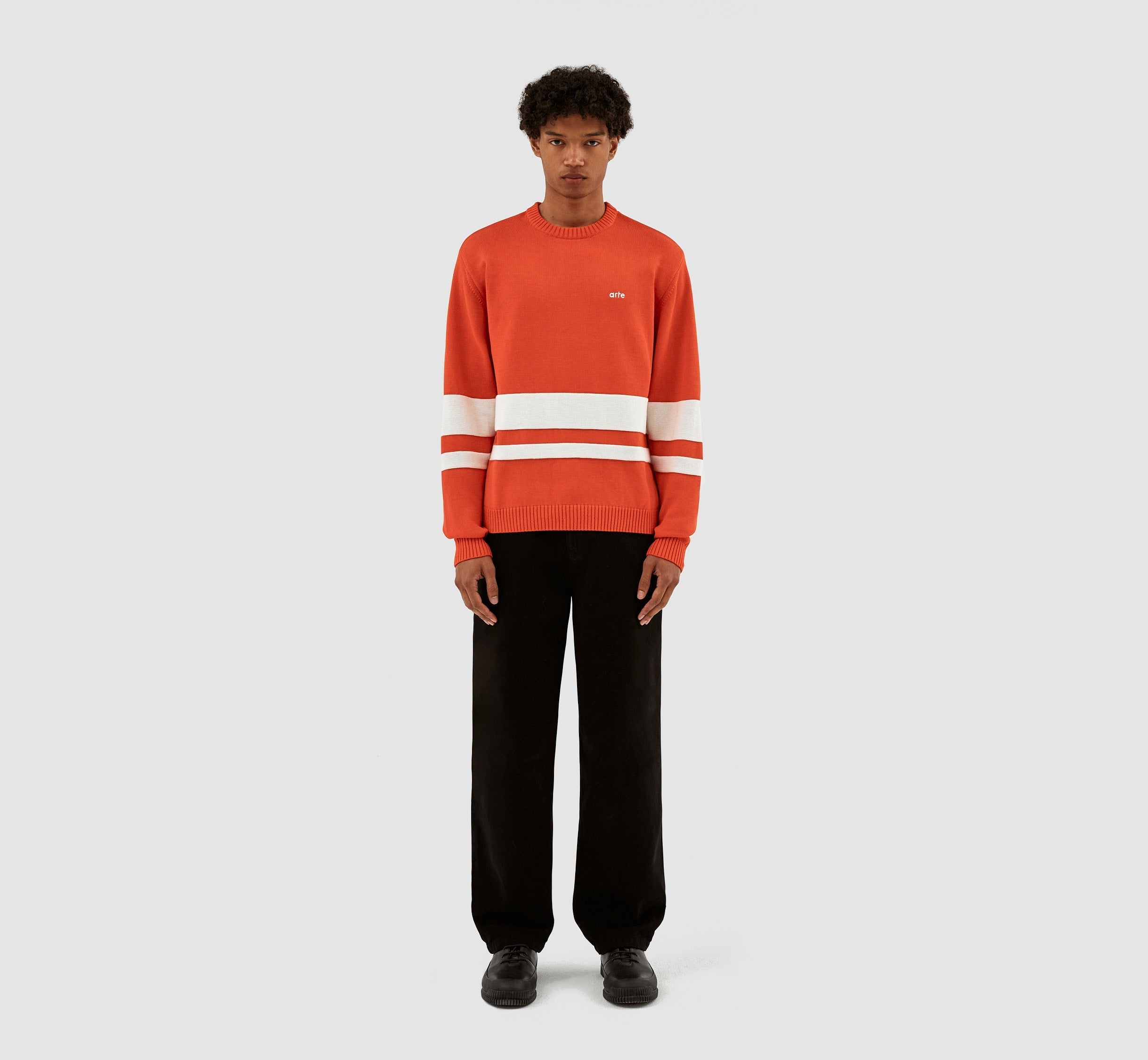 Pull en tricot rayé - Rouge/Blanc