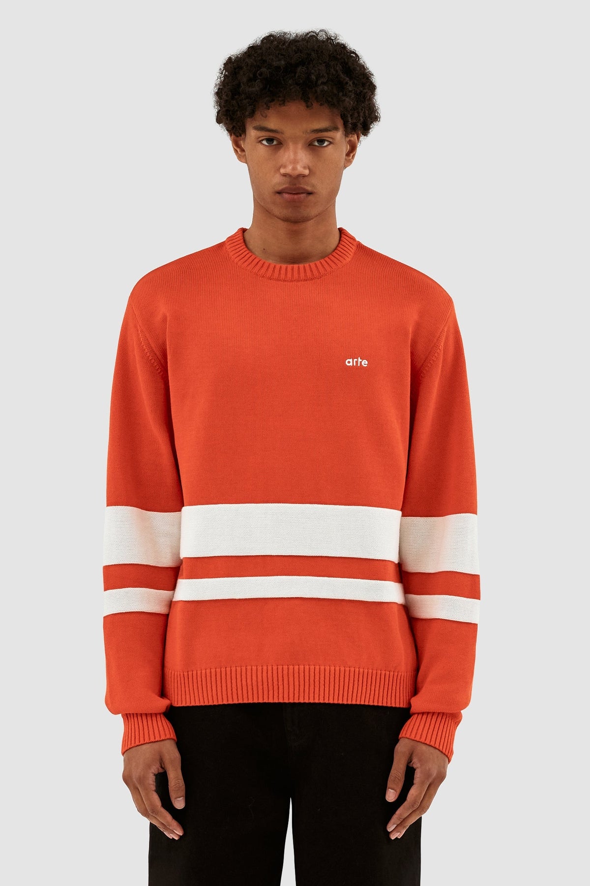Pull en tricot rayé - Rouge/Blanc
