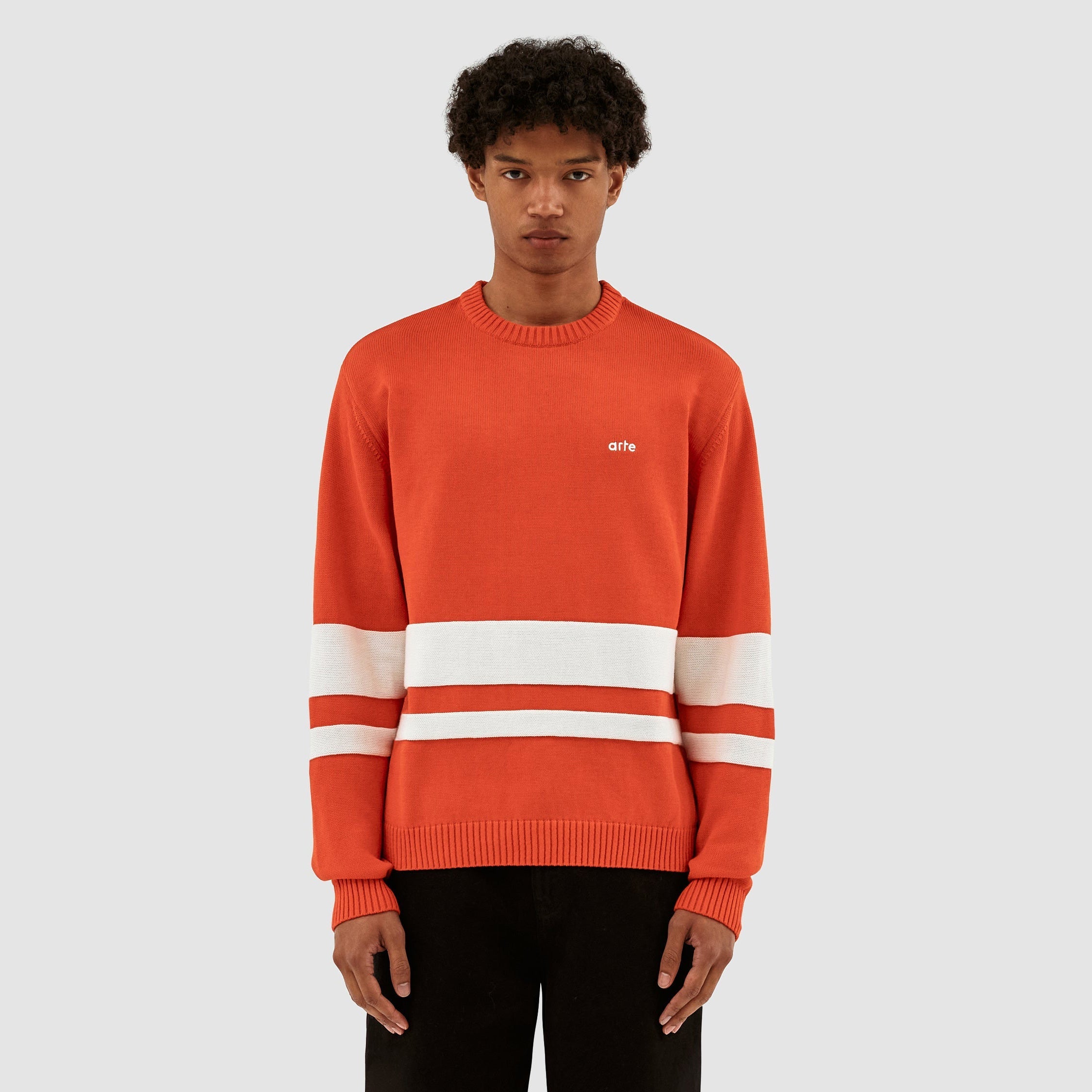 Pull en tricot rayé - Rouge/Blanc