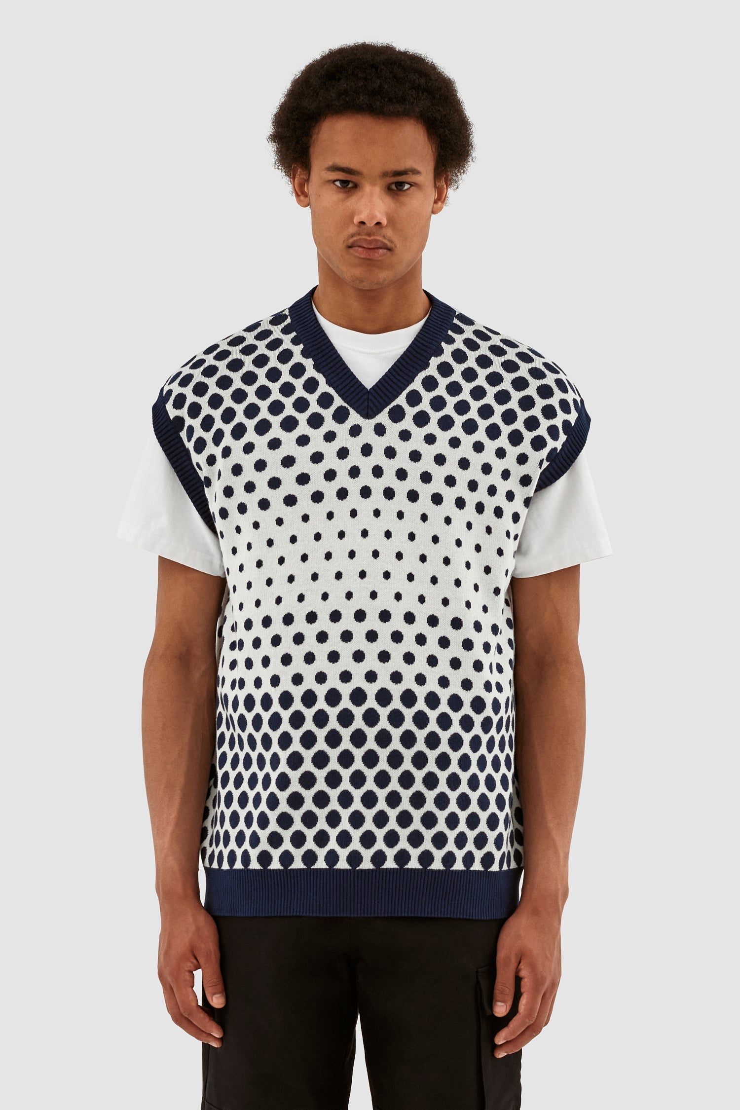 Tricot à pois Karl - Marine/Crème