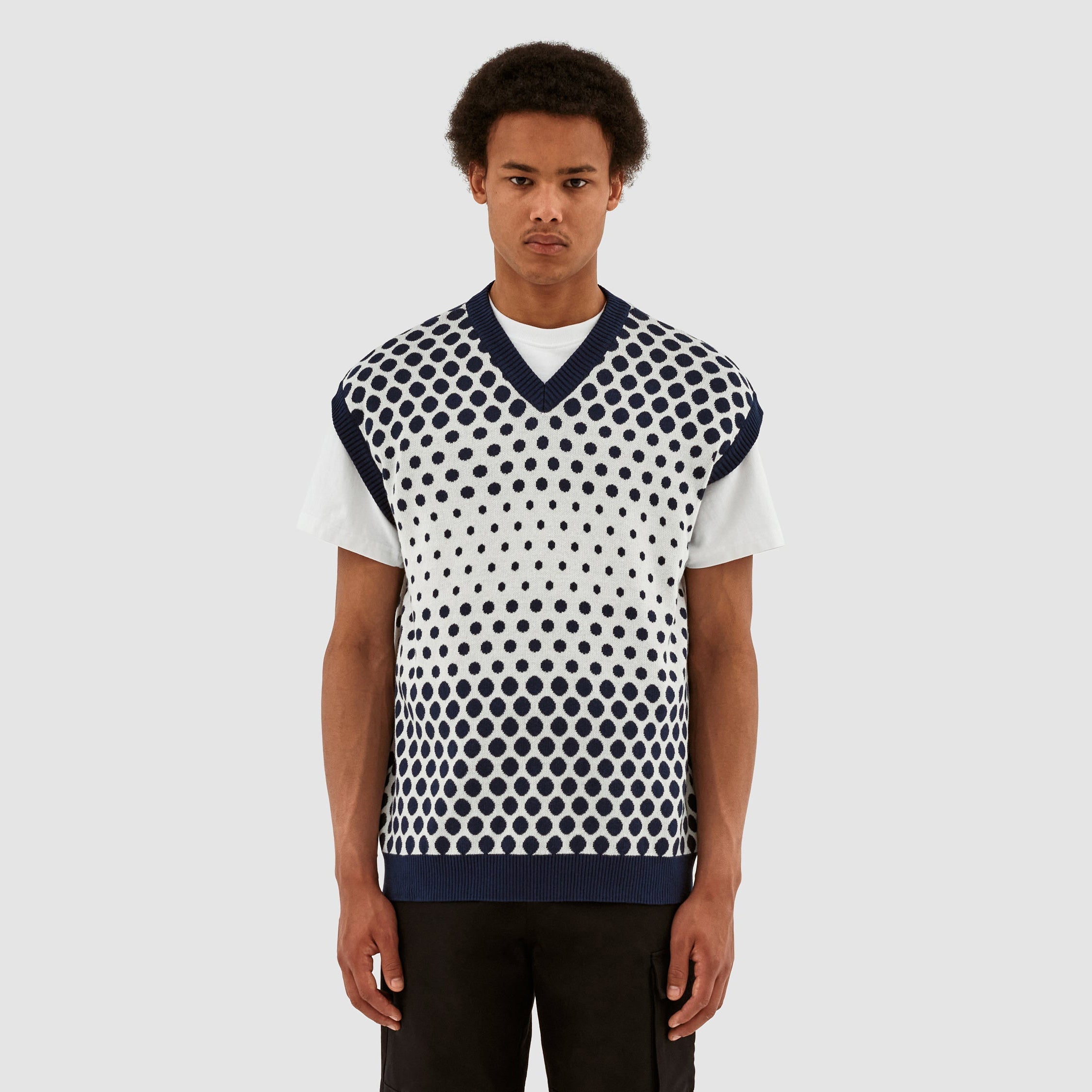 Tricot à pois Karl - Marine/Crème