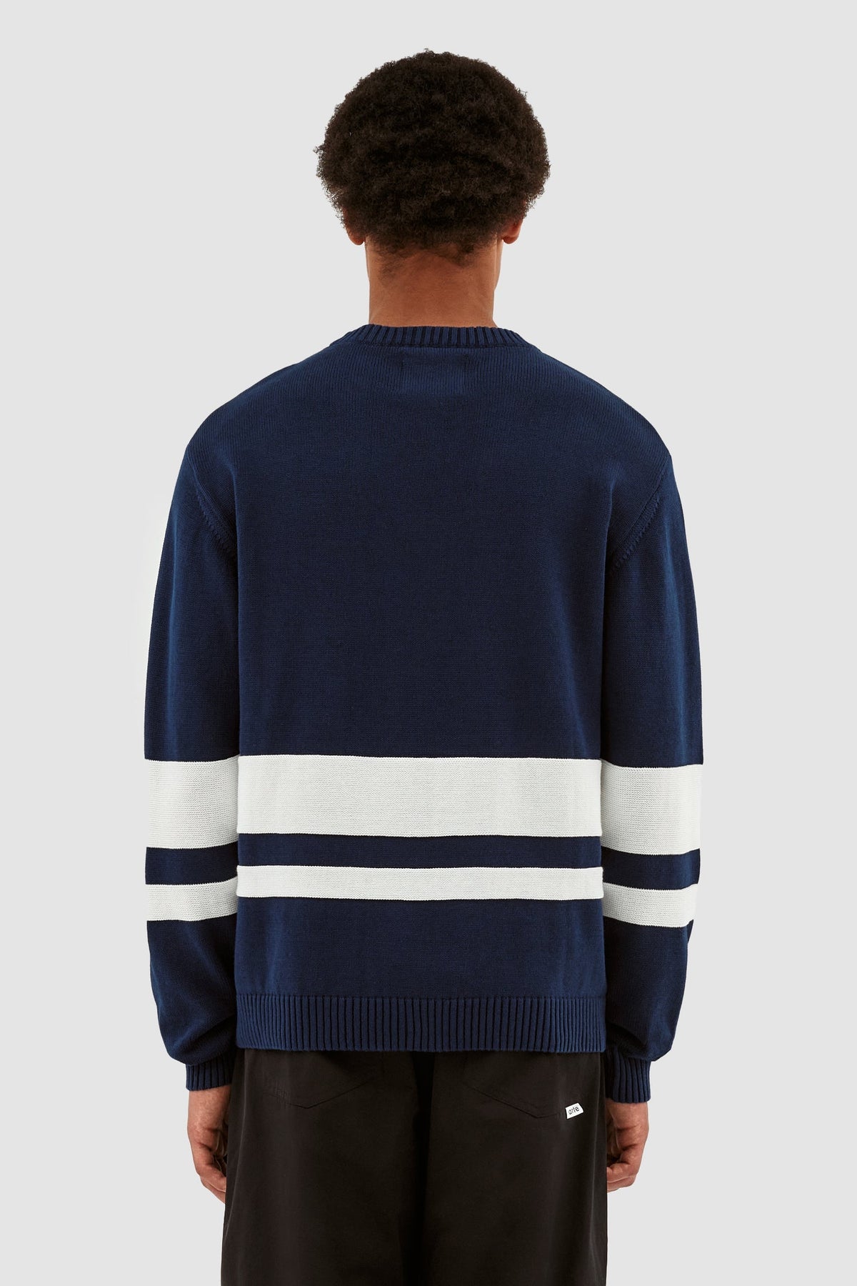 Pull en tricot rayé - Navy/White