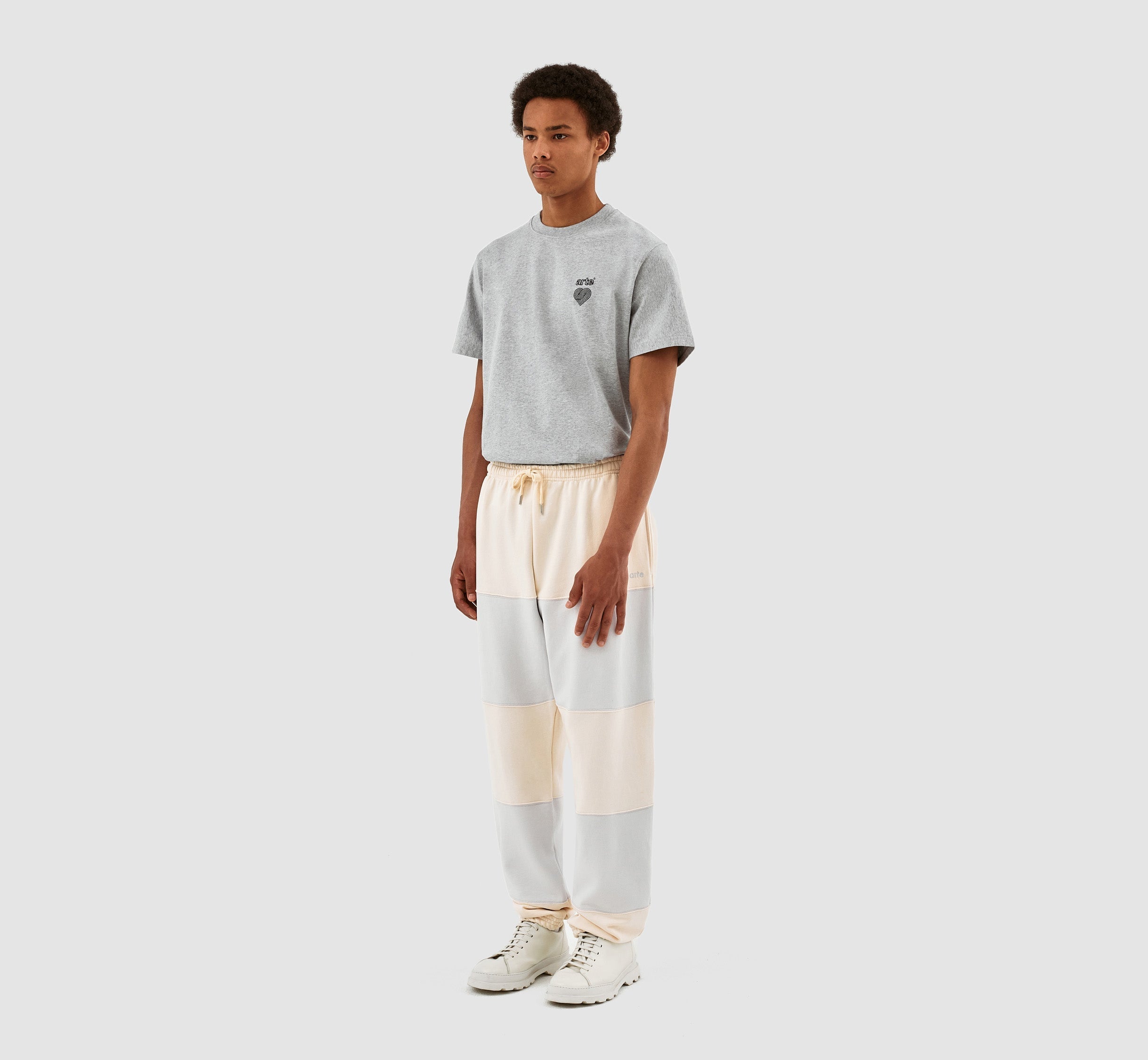 Pantalon à rayures Tristian - Crème/Gris clair