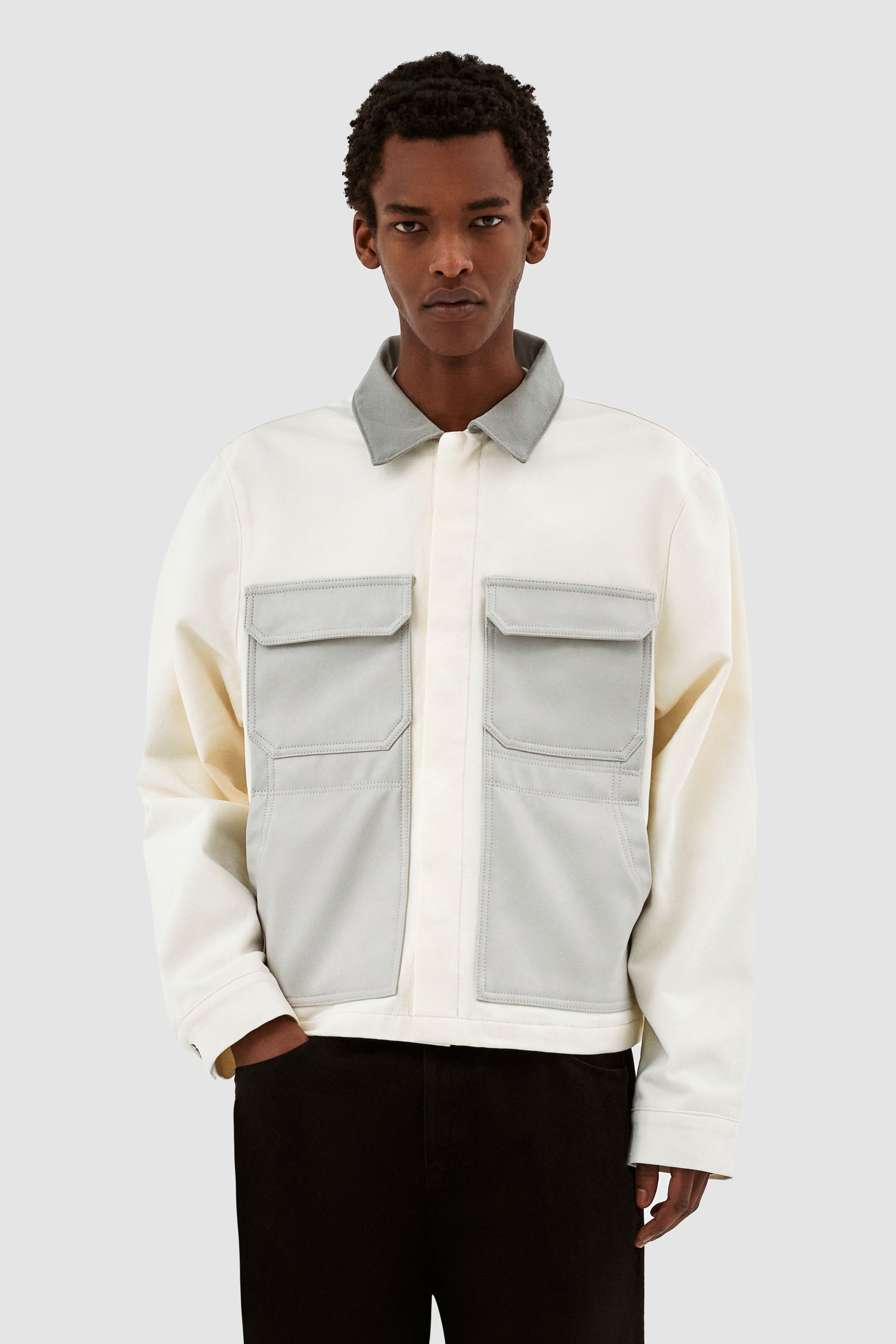 John Contrast Jacket - Crème/Gris