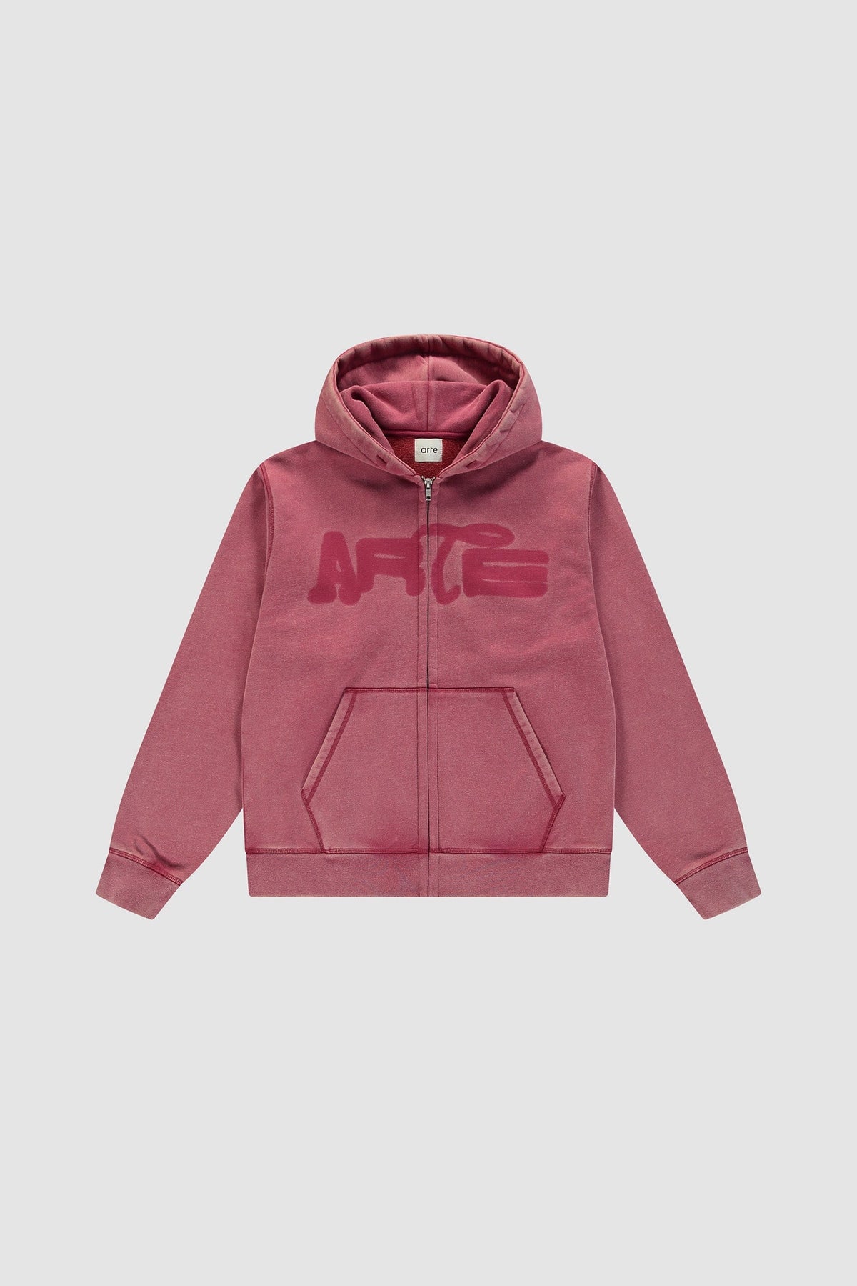 Sweat à capuche zippé « Stencil Sunfade » - Rouge