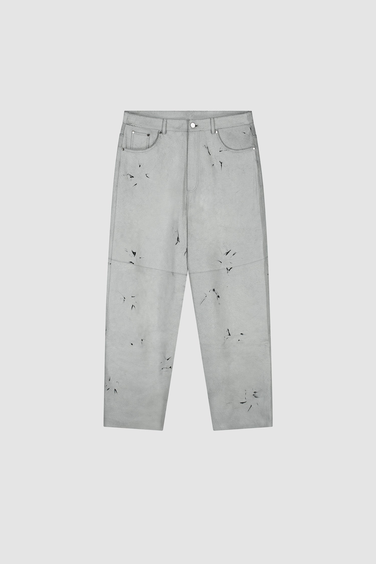 Pantalon en cuir craquelé - Blanc