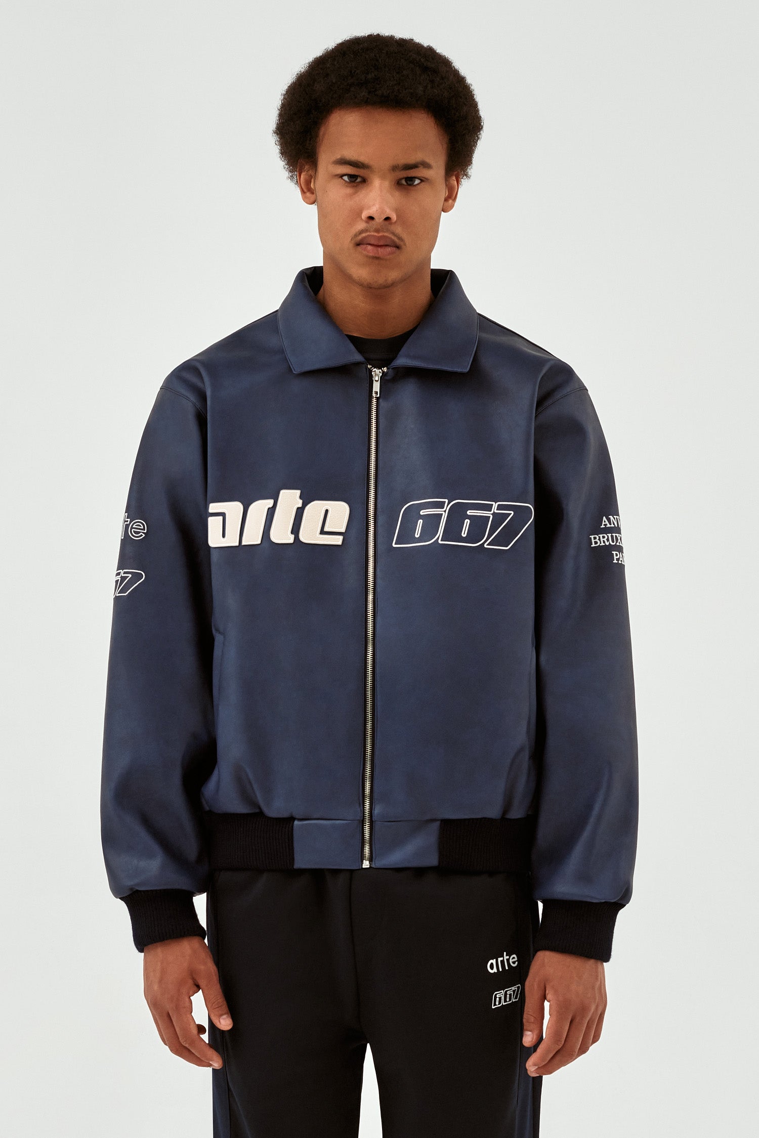 667 Veste en cuir - Marine