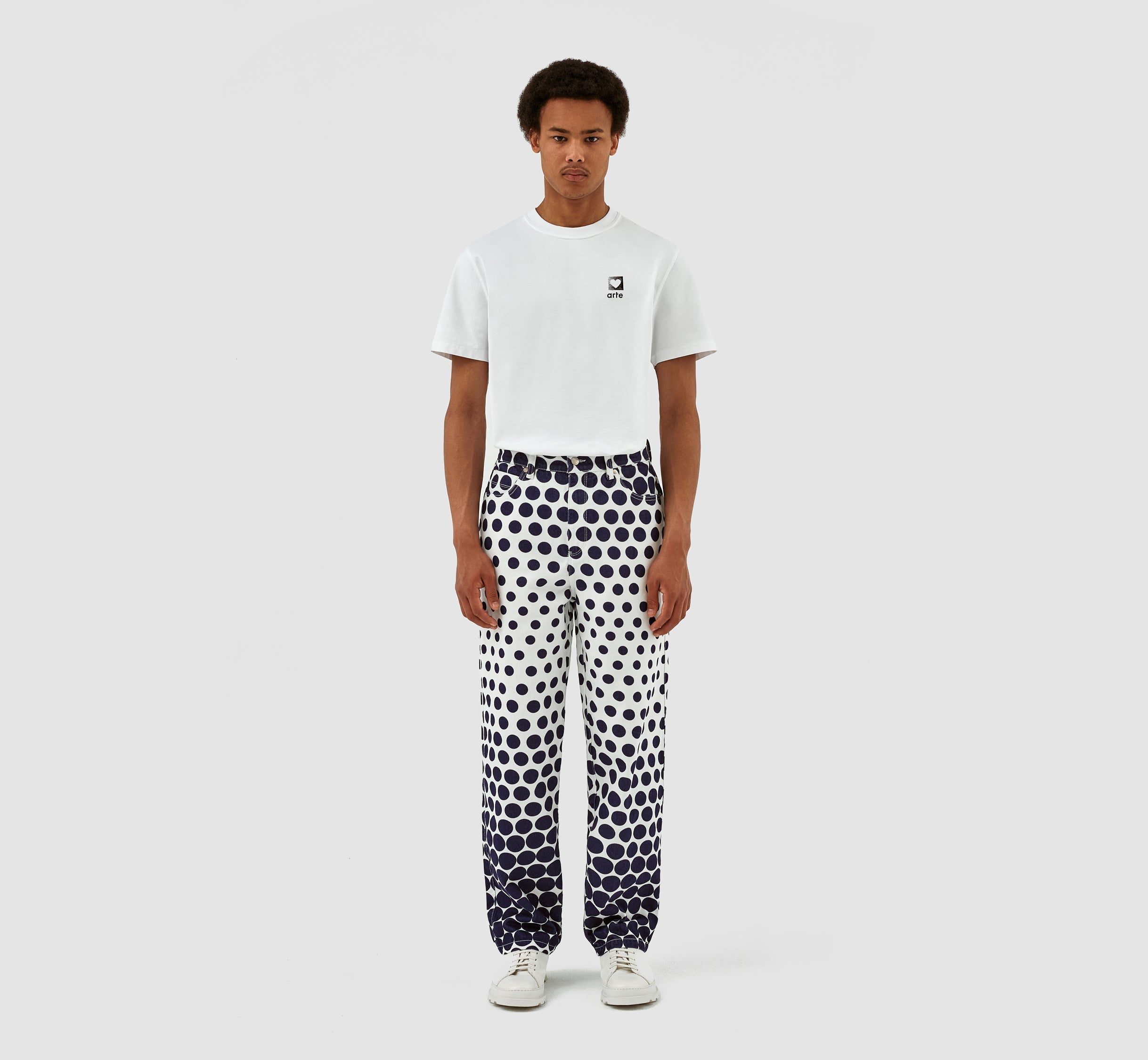 Pantalon à pois Paul - Marine/Blanc