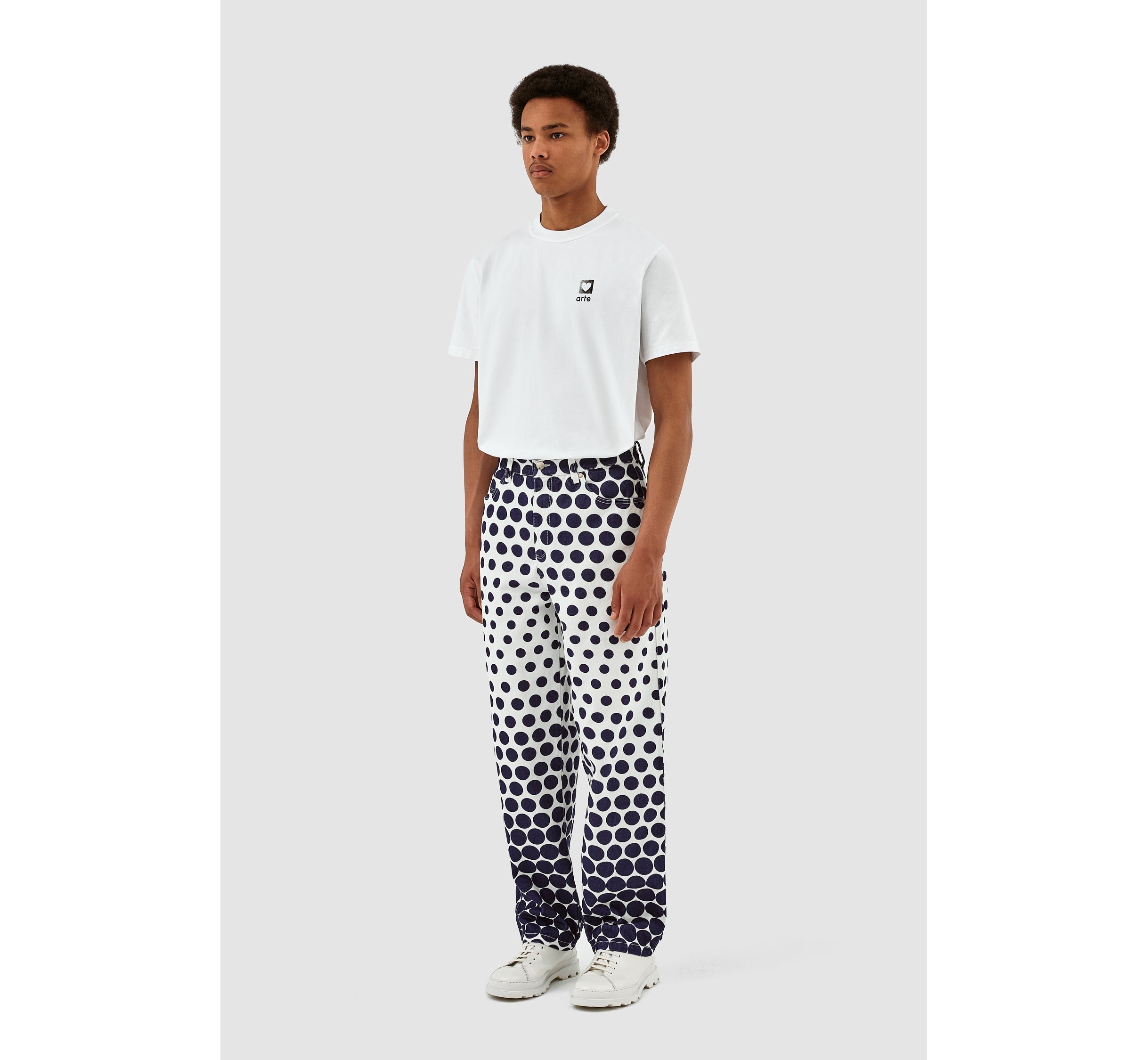 Pantalon à pois Paul - Marine/Blanc