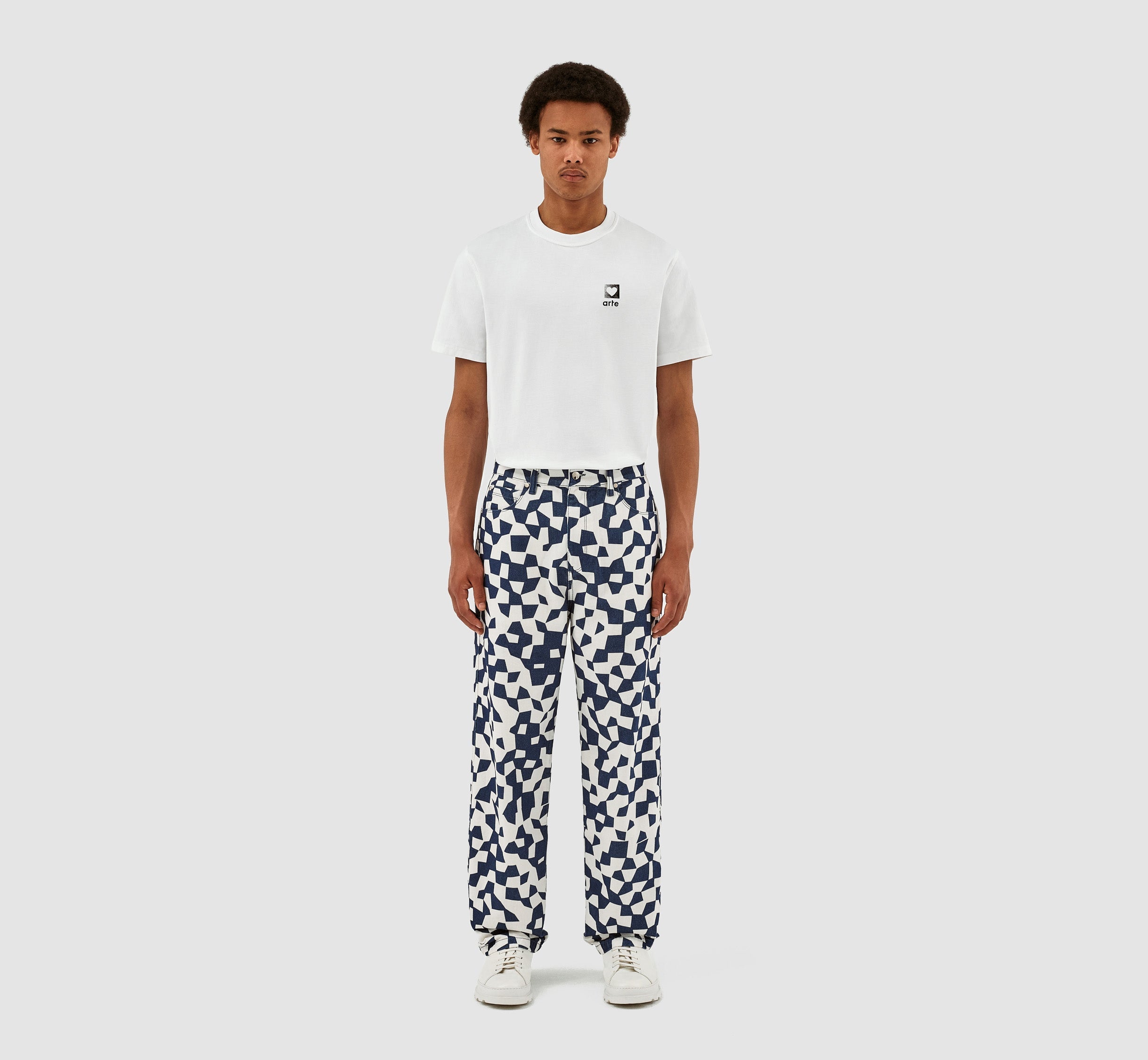 Pantalon Paul Abstract - Marine/Blanc