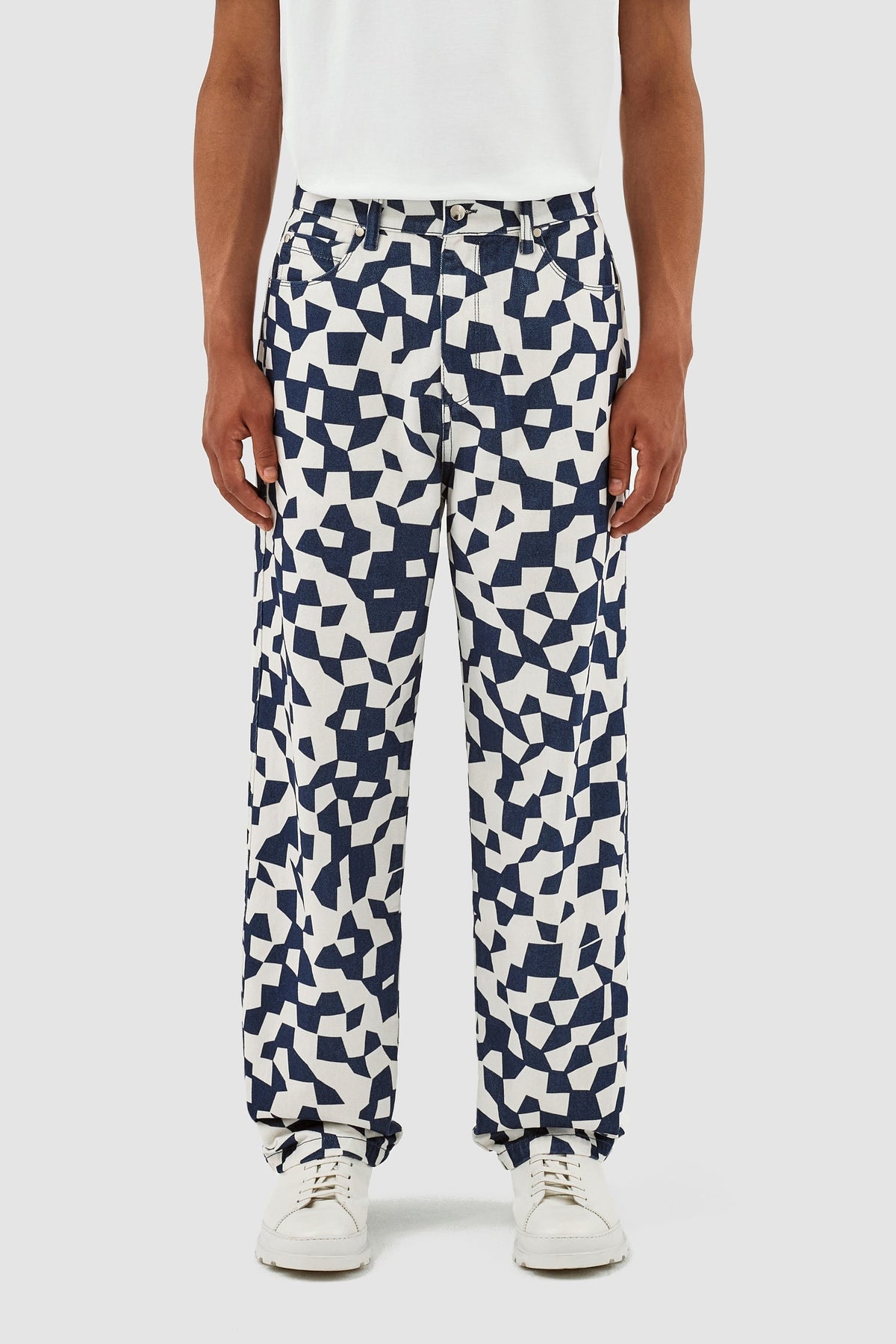 Pantalon Paul Abstract - Marine/Blanc