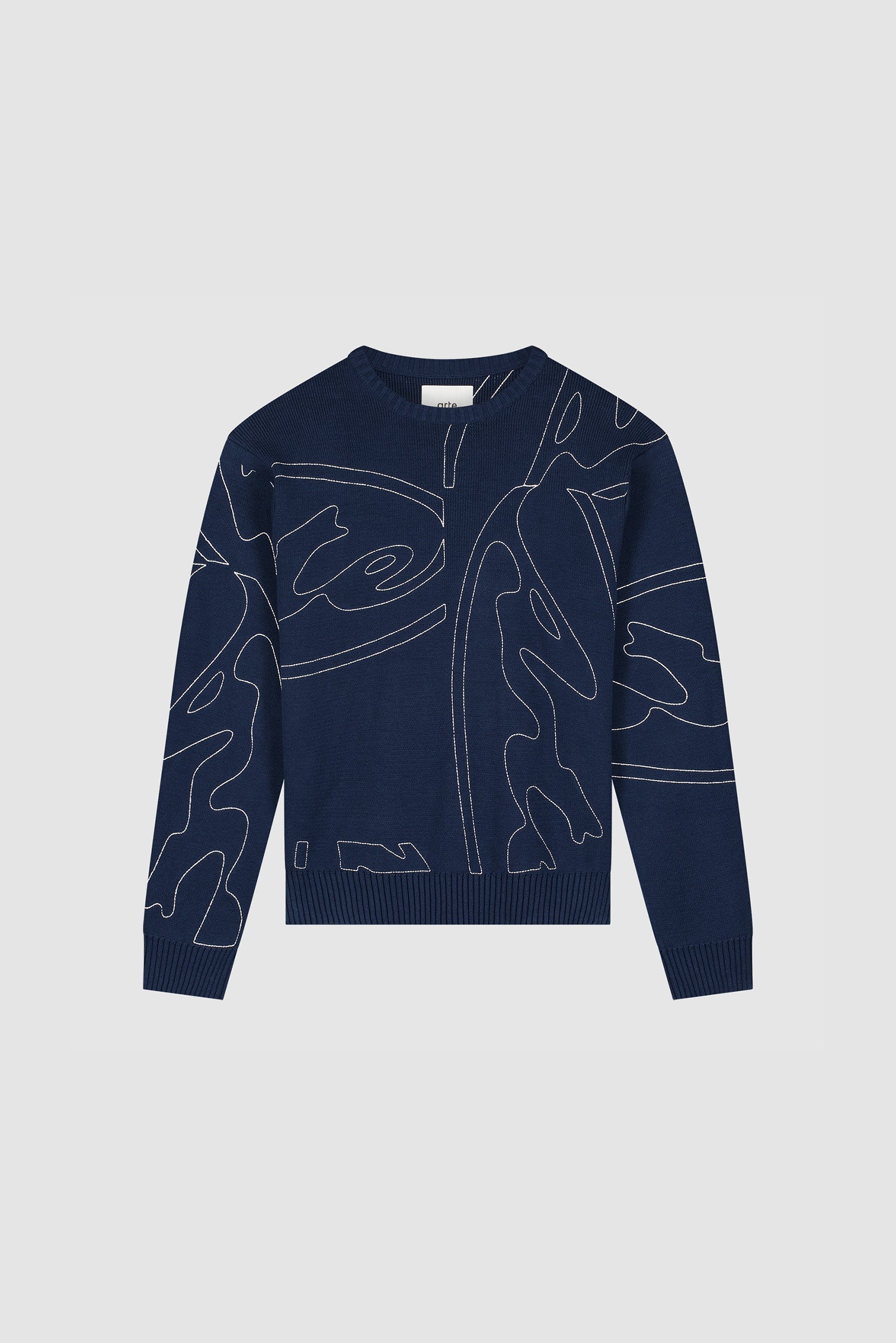 Pull en maille avec logo cercle sur toute la surface - Bleu marine