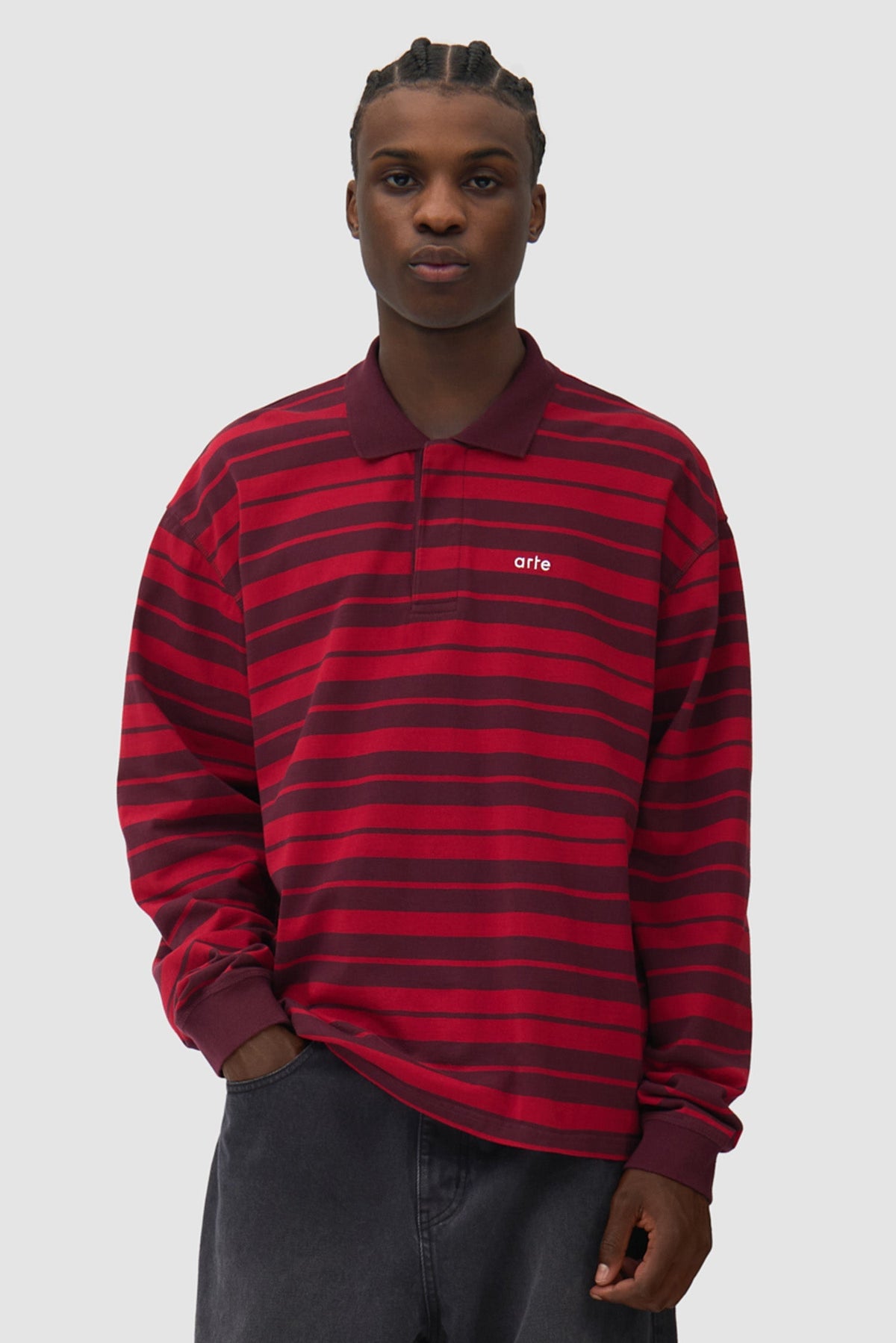 Polo rayé - Rouge/Bordeaux