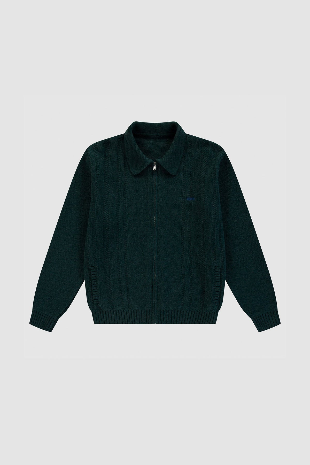 Cardigan à fermeture éclair et motif torsadé - Vert