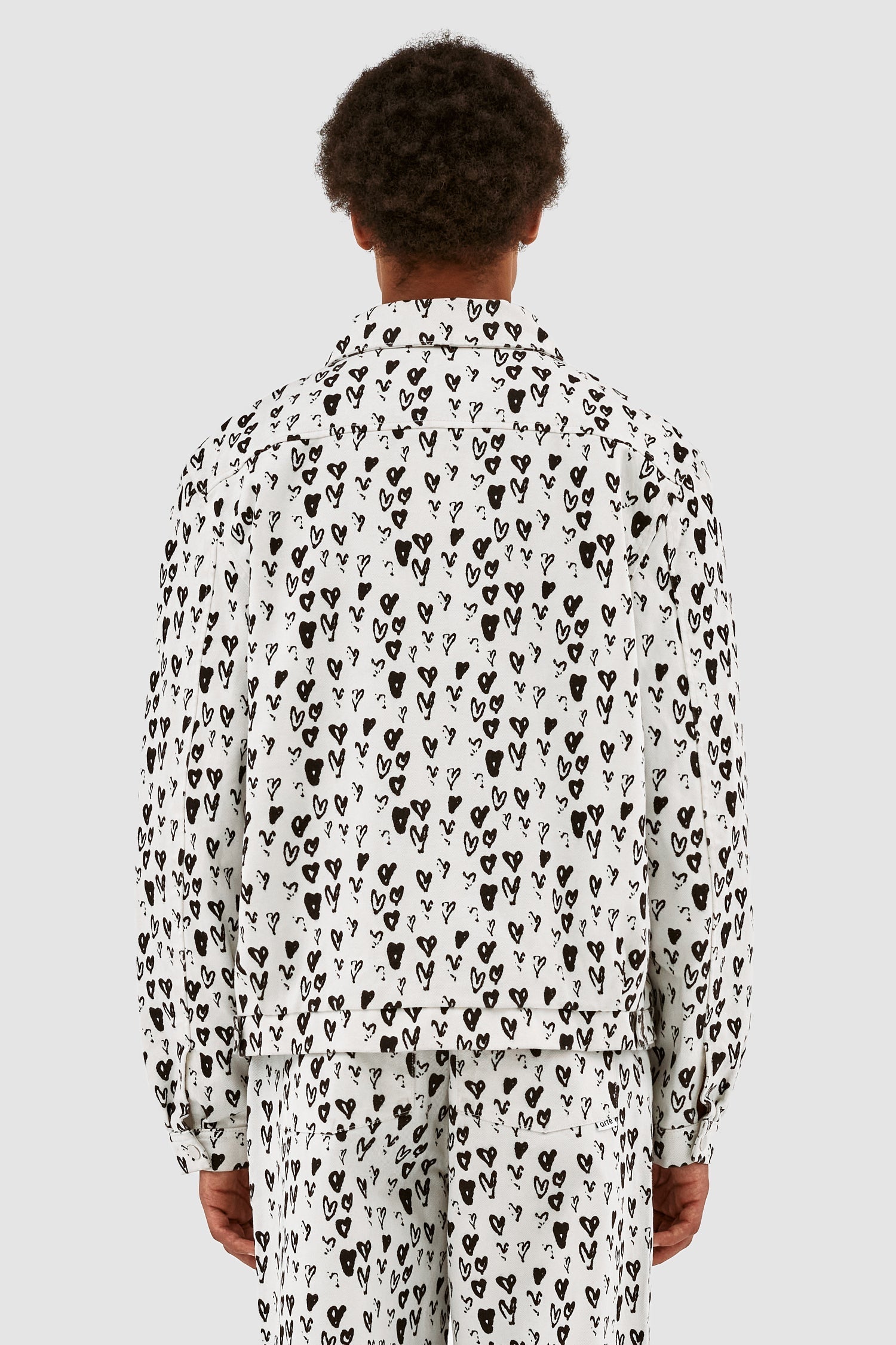 Veste Jean Allover Heart - Blanc/Noir