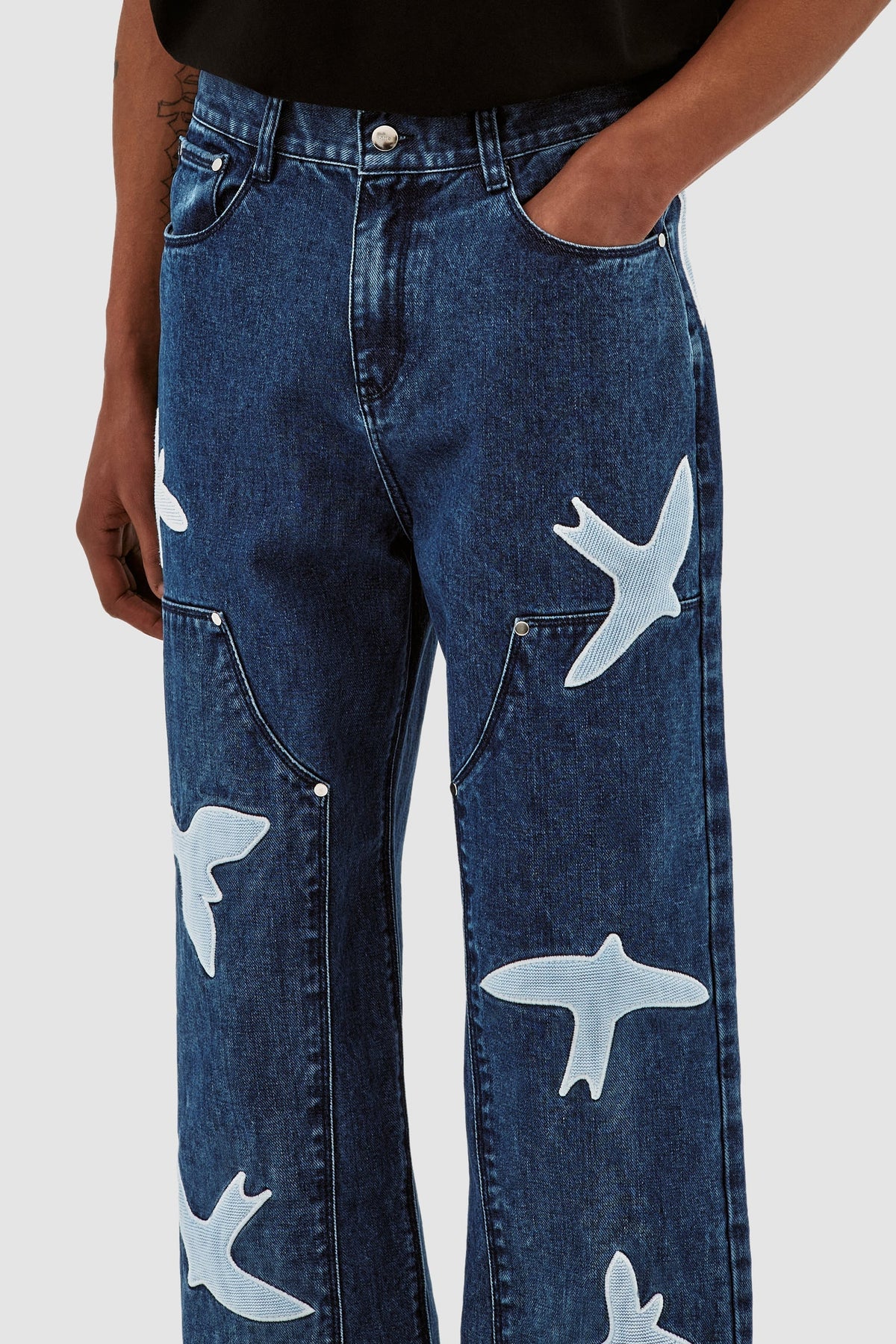 Pantalon Parker Birds - Bleu lavé